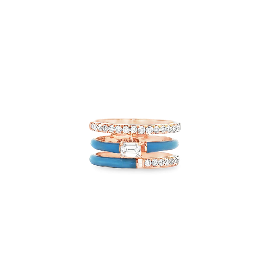 Emerald Blue Enamel Ring