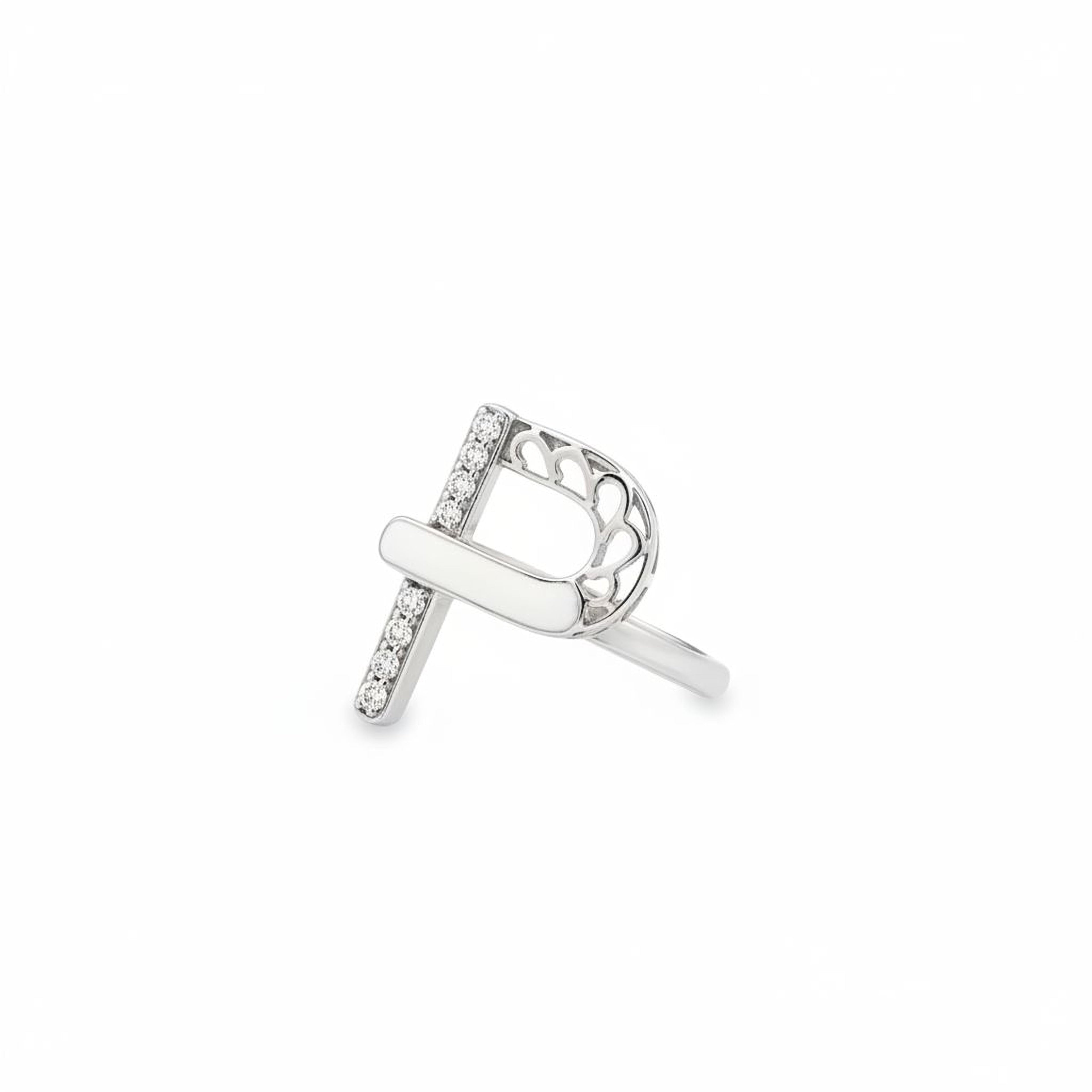 Letters Ring - P (white enamel)