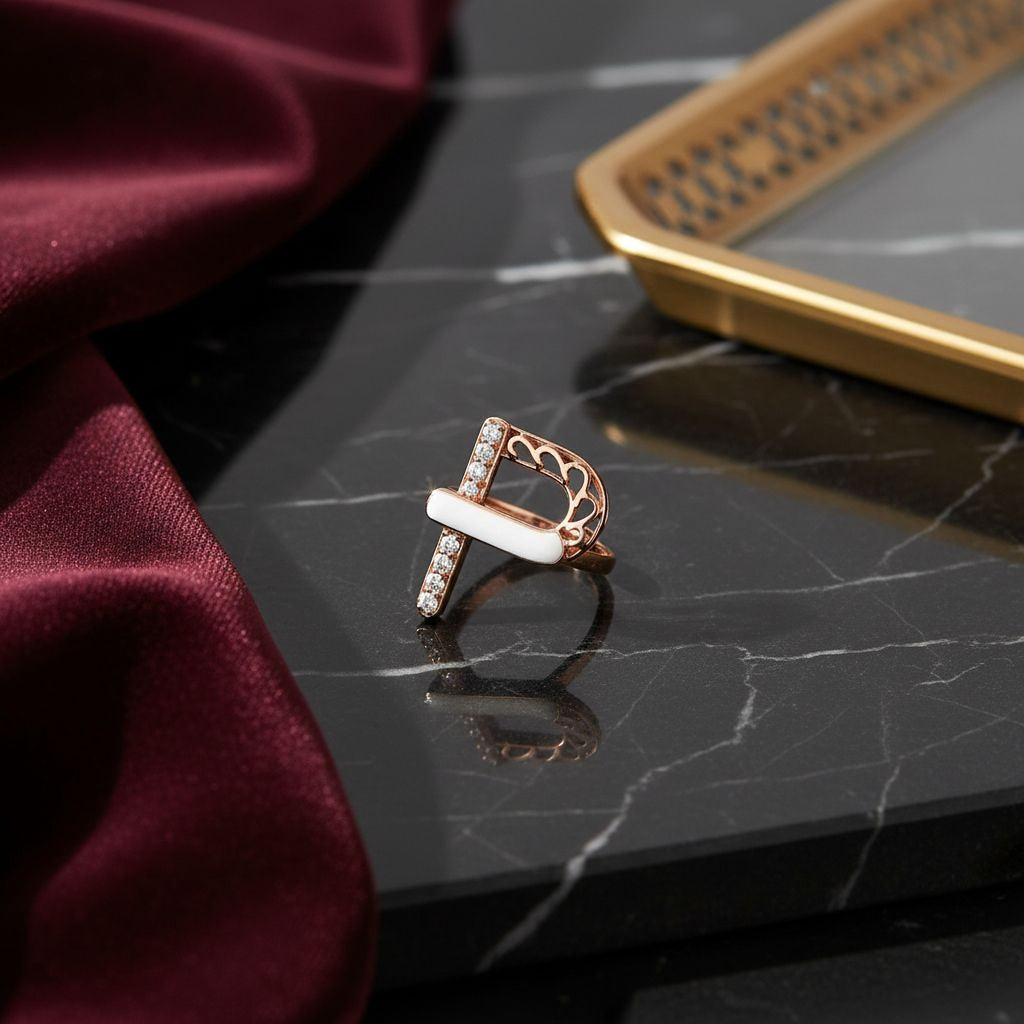 Letters Ring - P (white enamel)