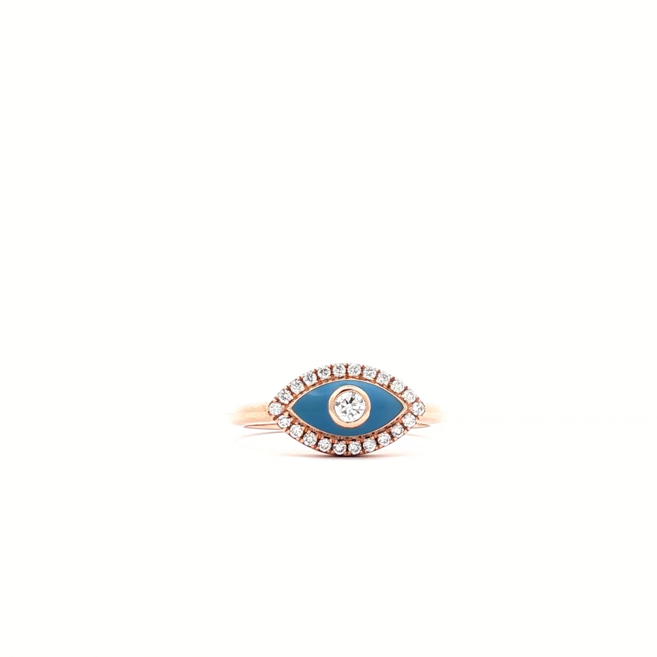 Evil Eye Ring - (blue enamel)