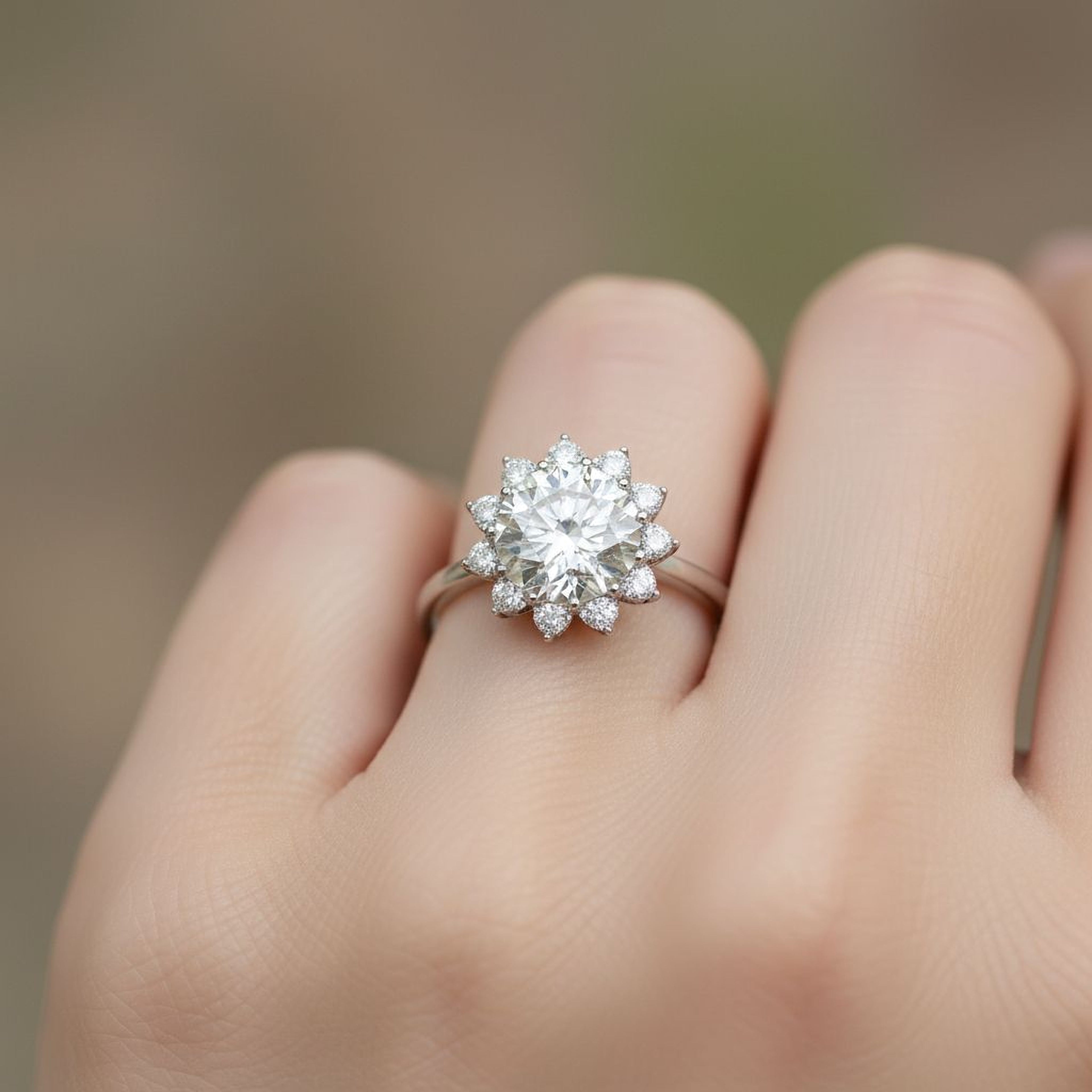 10ct Round Flower Ring