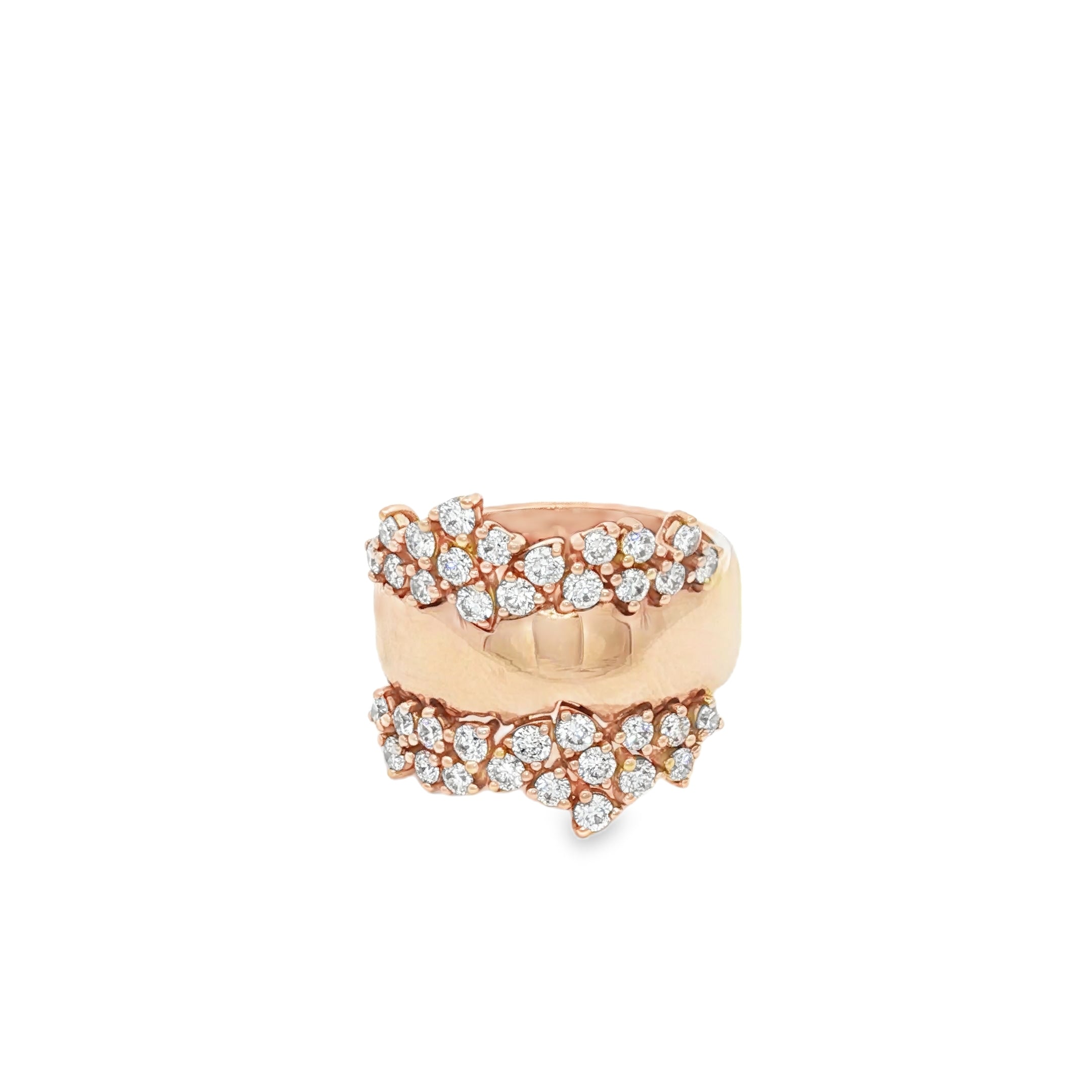 Gold Thick Band with Clustered Diamonds