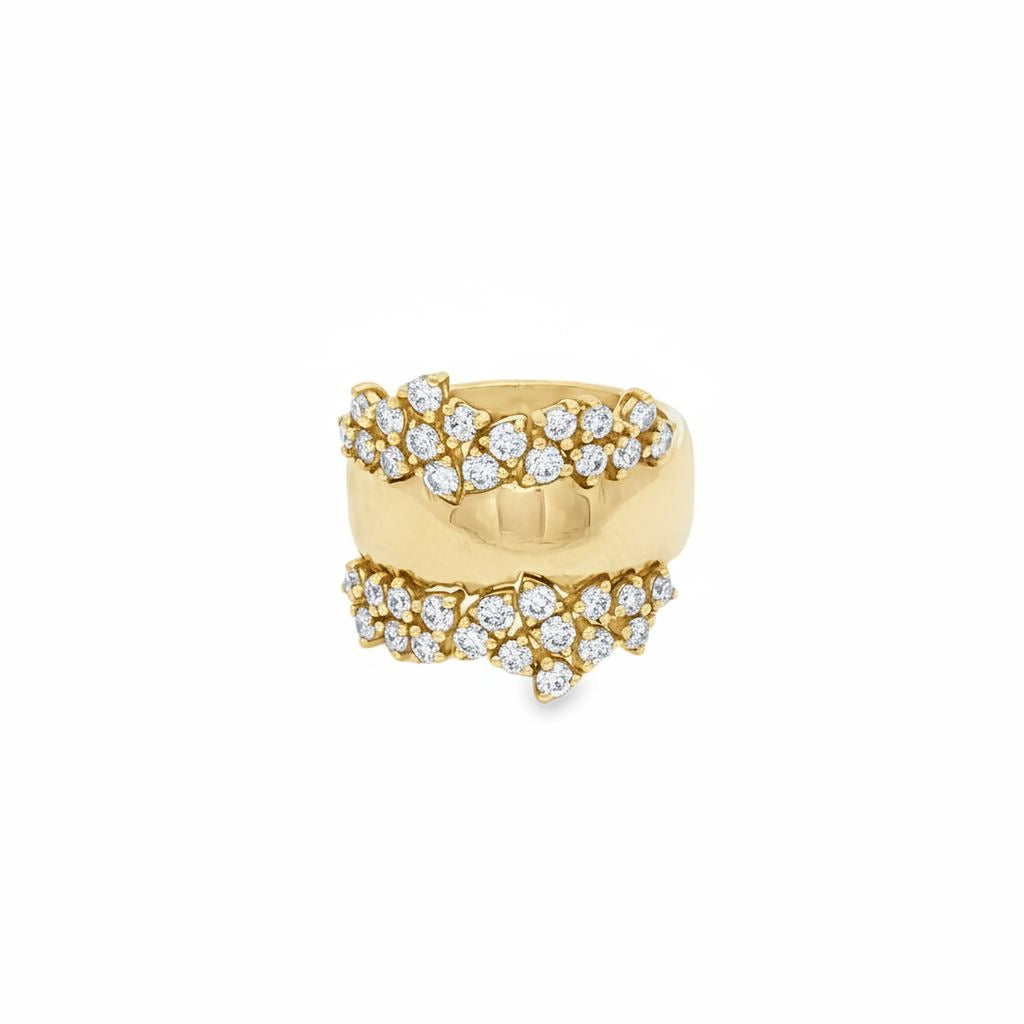Gold Thick Band with Clustered Diamonds
