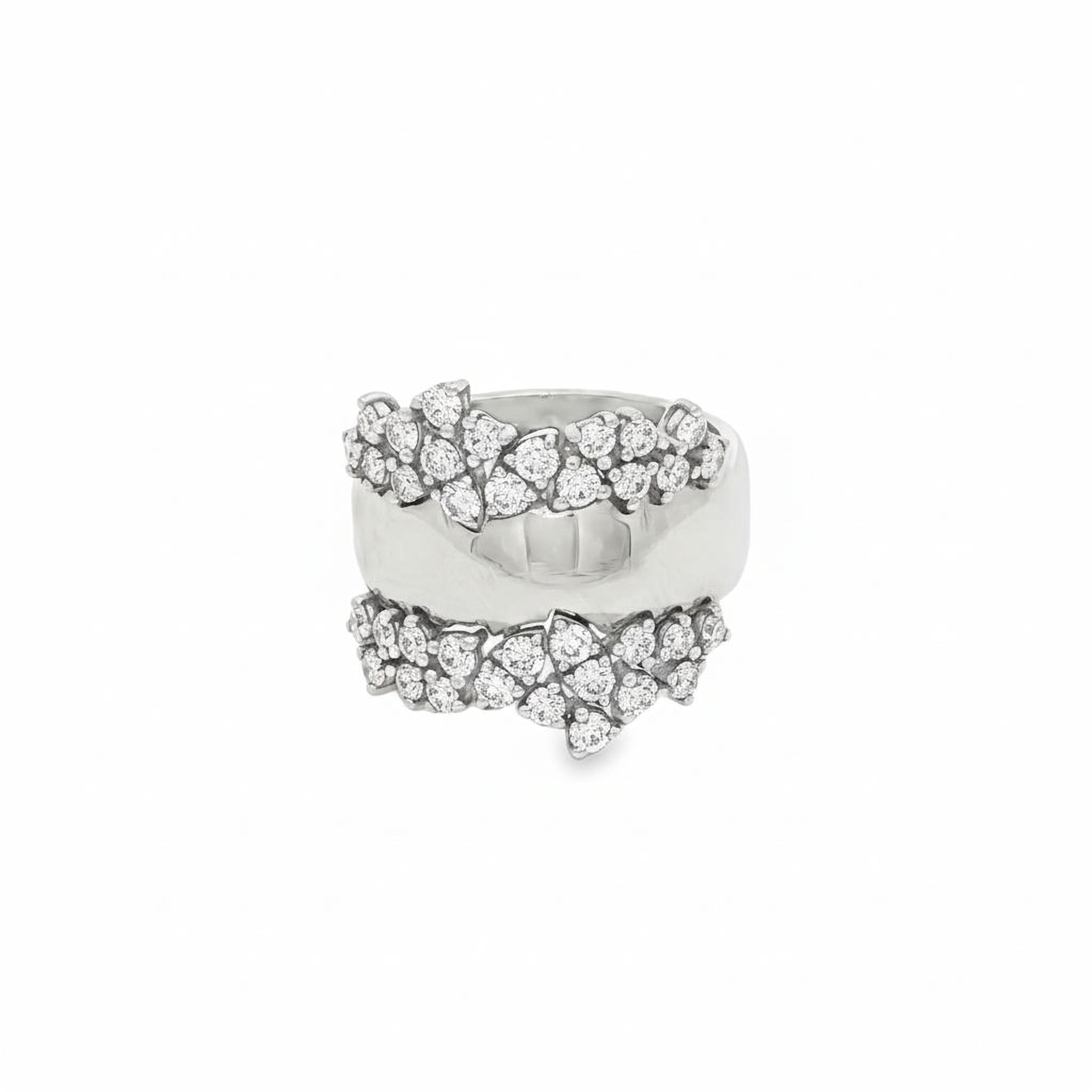 Gold Thick Band with Clustered Diamonds
