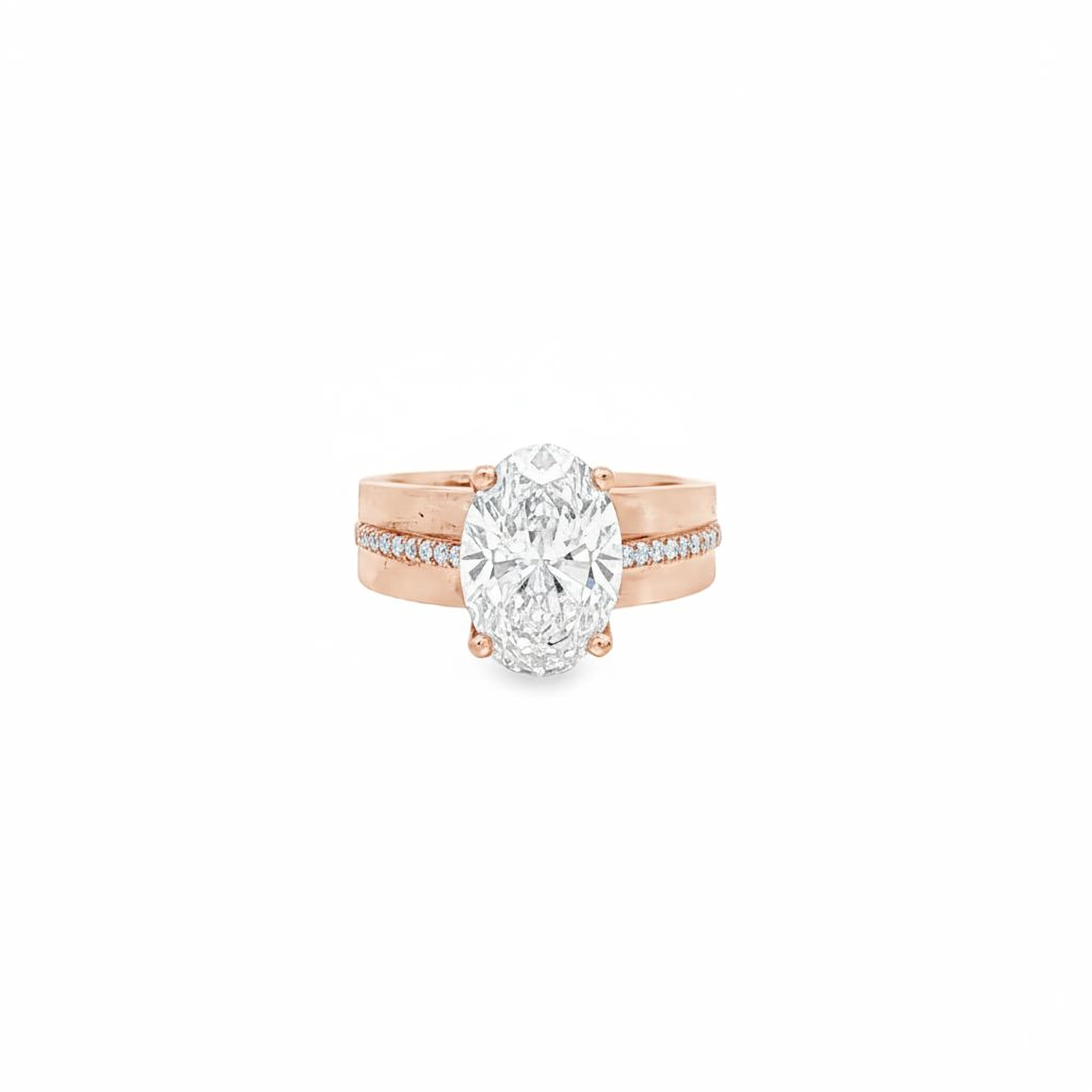 3ct Oval Ring with Gold Band