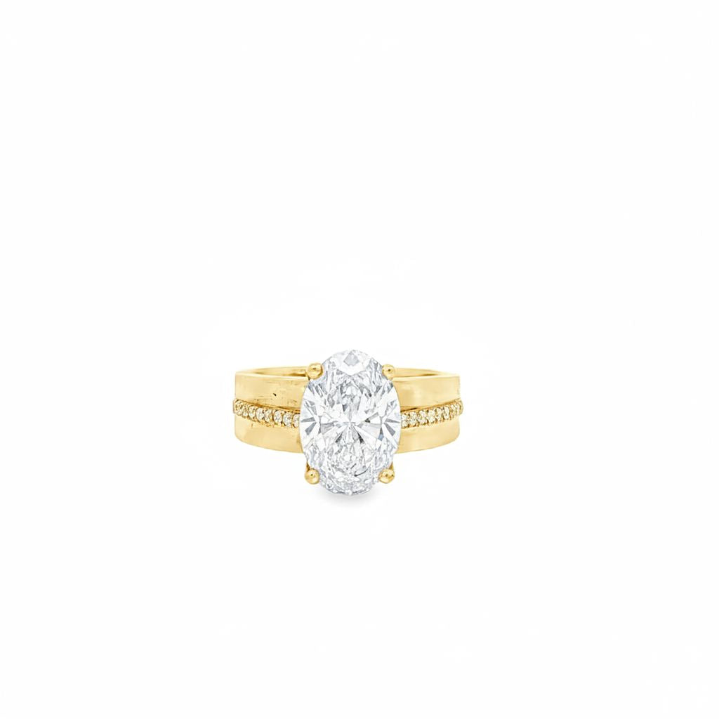 3ct Oval Ring with Gold Band