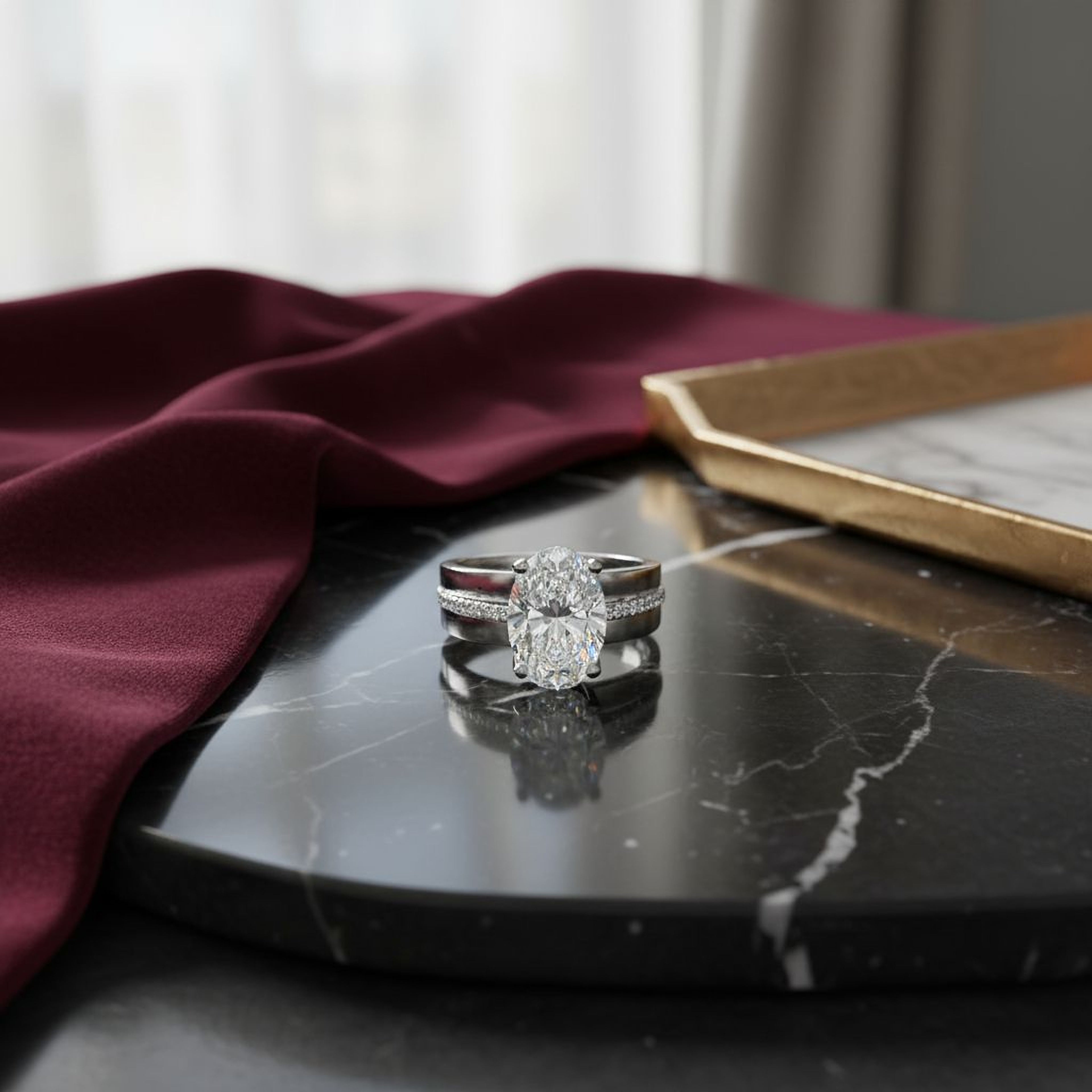 3ct Oval Ring with Gold Band