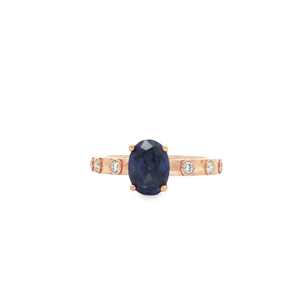 Blue Stone with Diamond Band