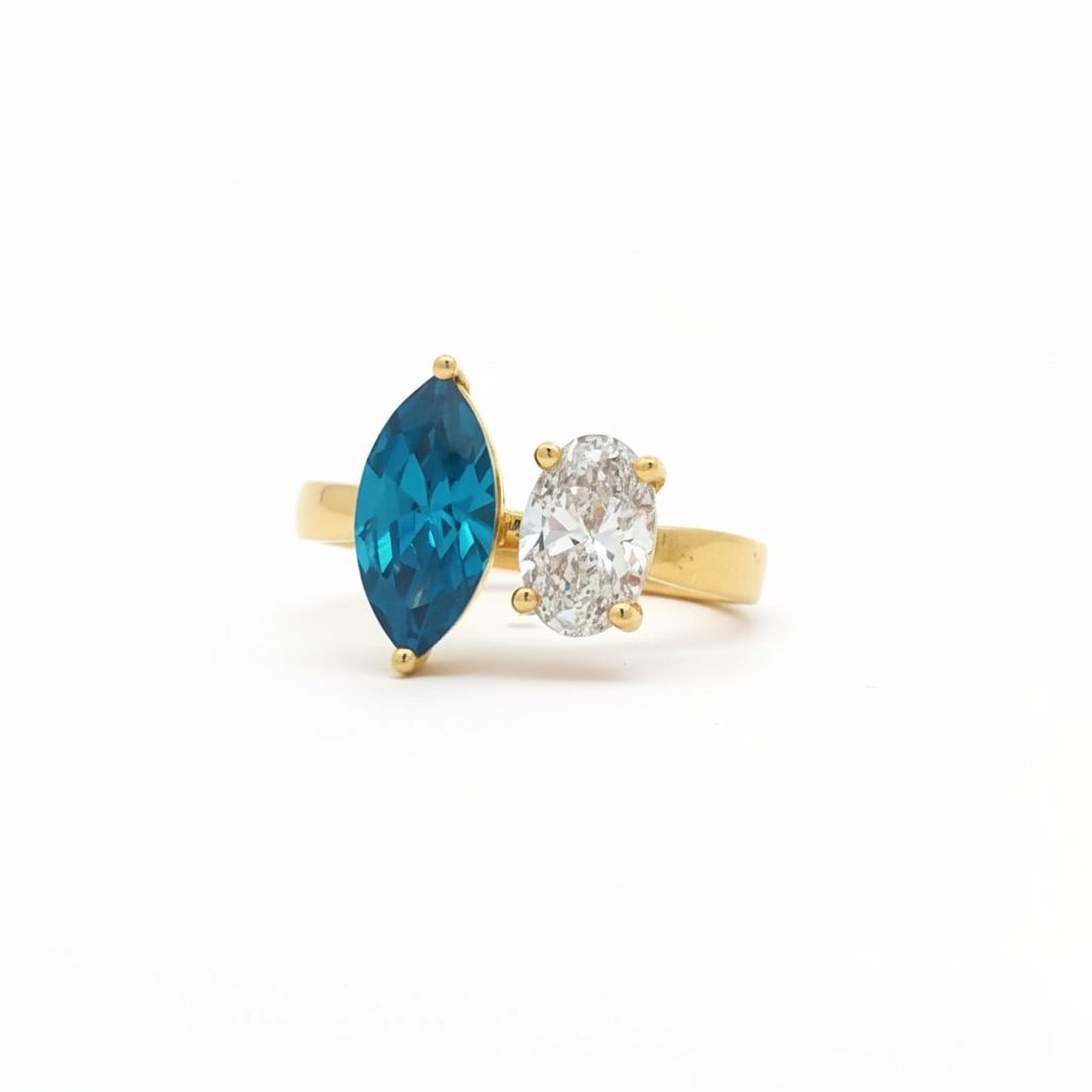 Blue Marquise x Oval Ring
