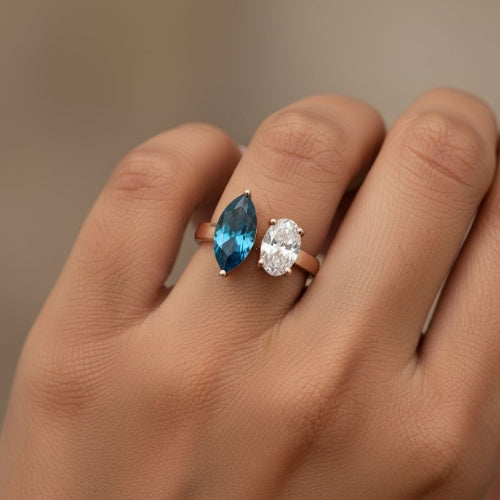 Blue Marquise x Oval Ring