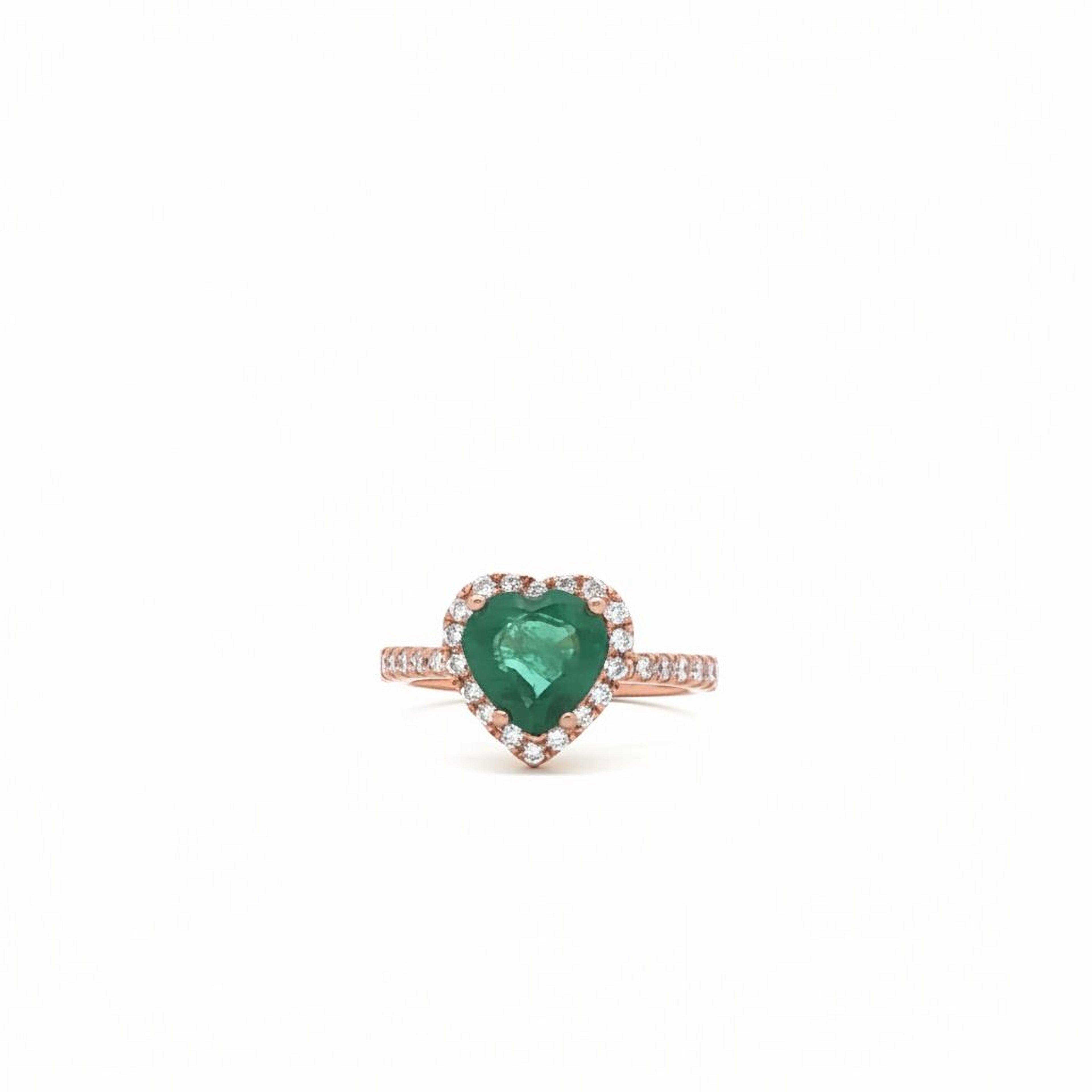 2ct Emerald Heart Shape Ring