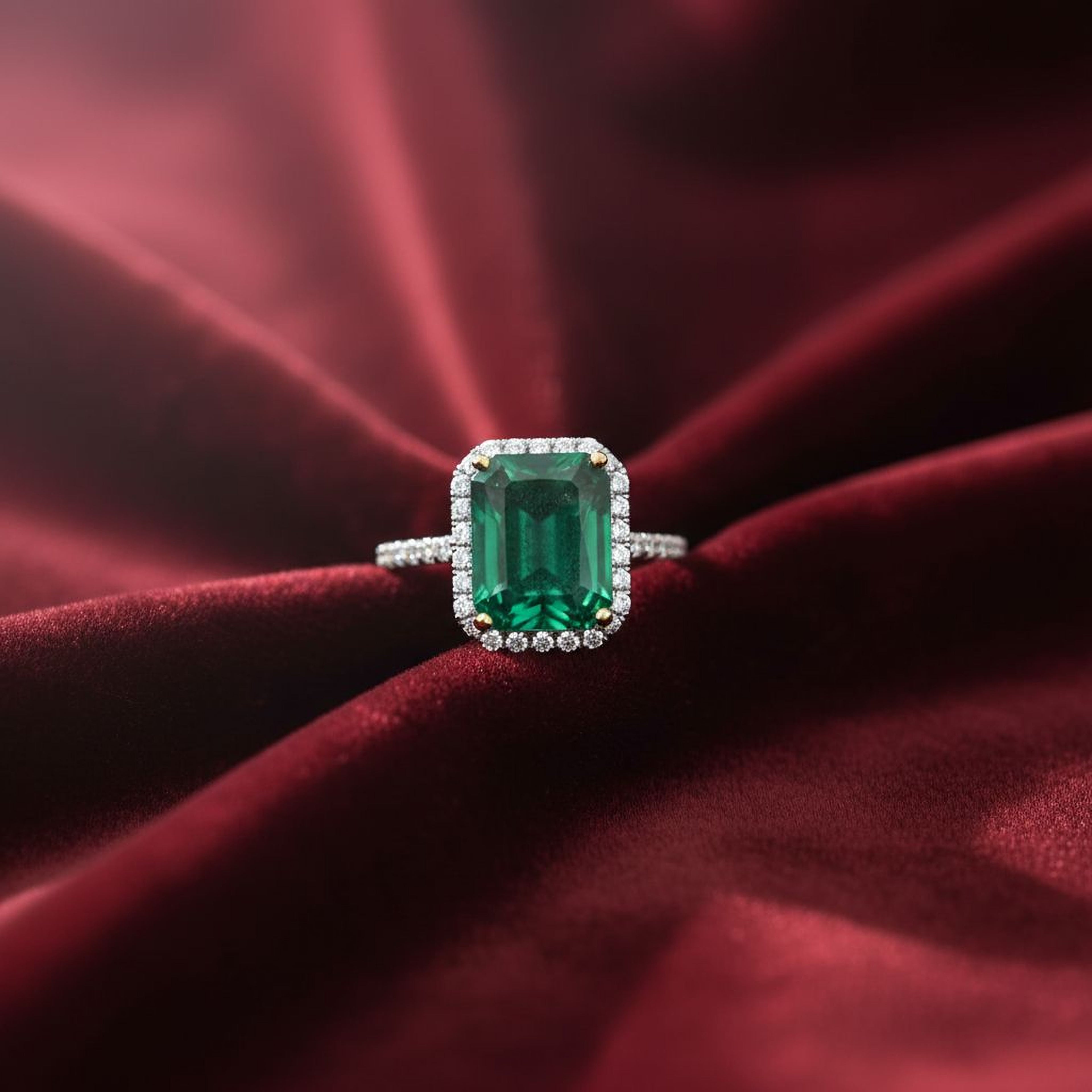 3ct Emerald Pave Ring