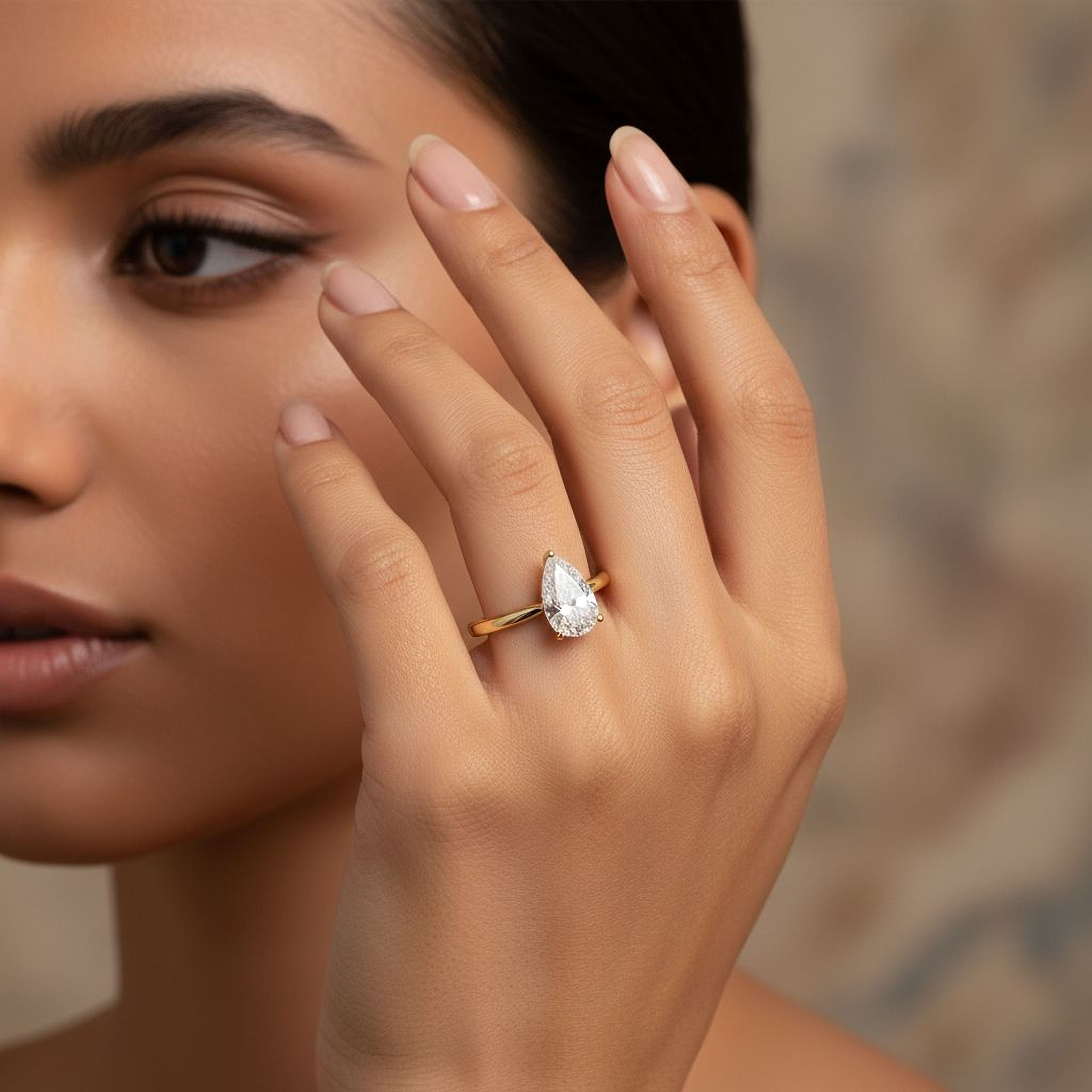 1ct Pear Simple Engagement Ring