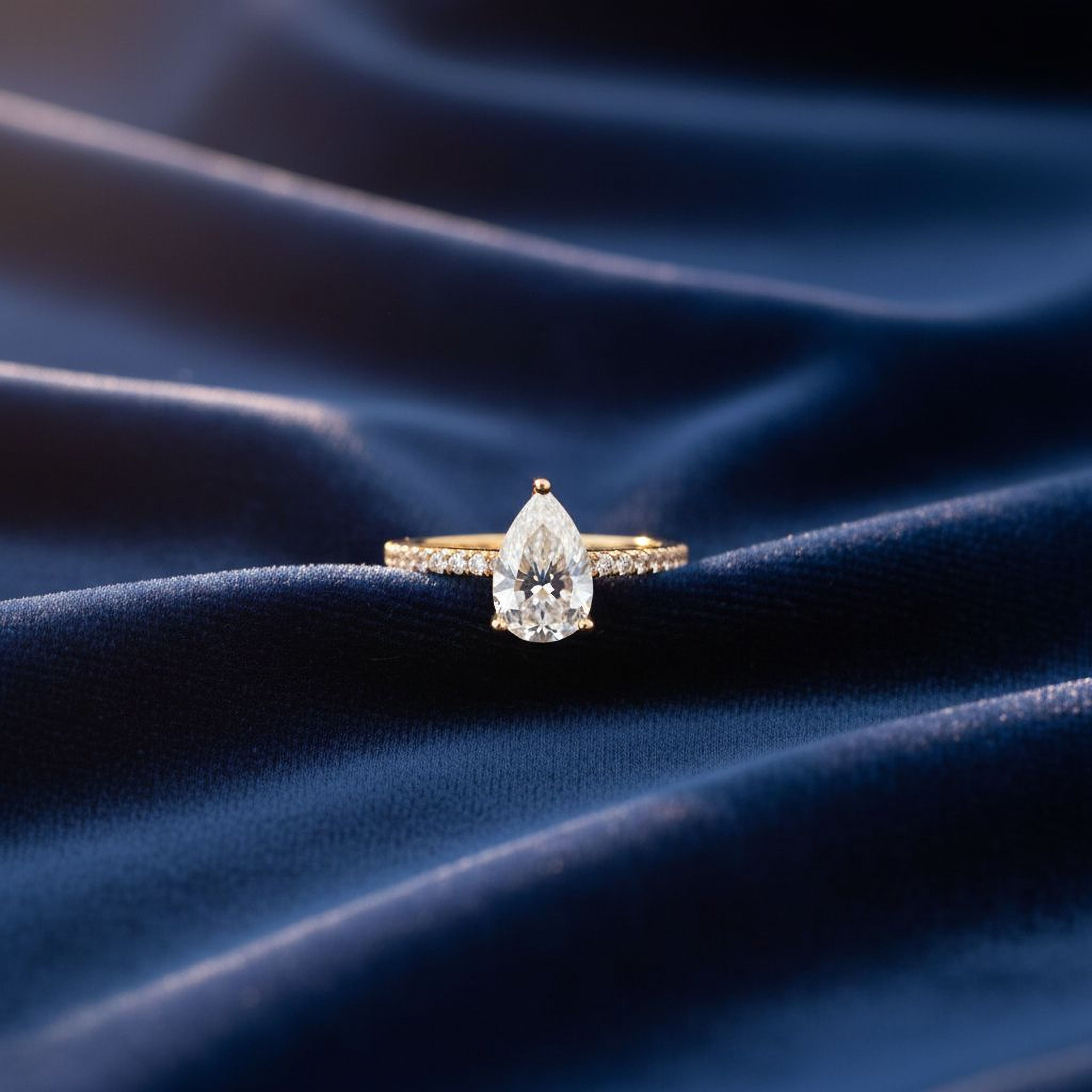 1ct Pear Pave Engagement Ring