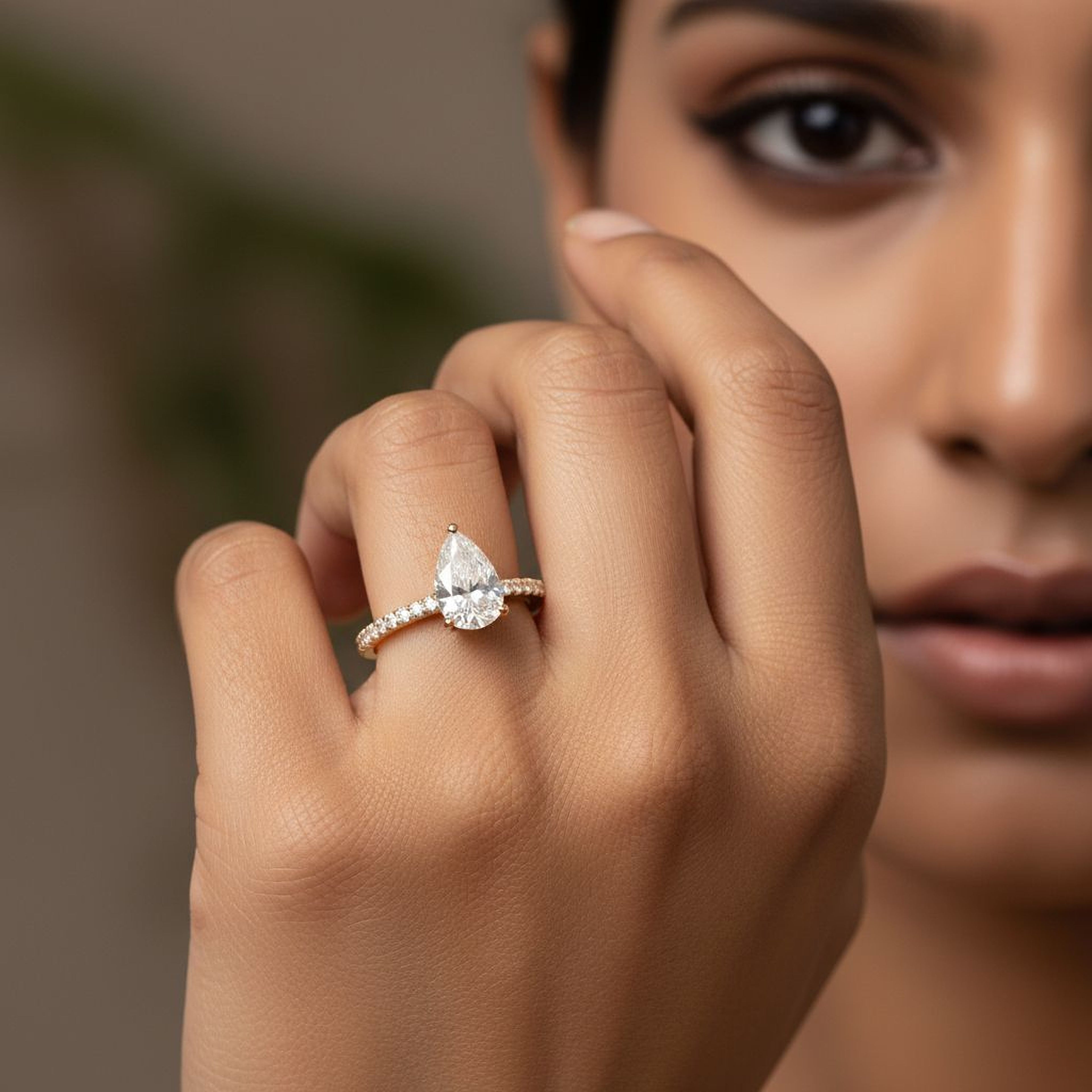 1ct Pear Pave Engagement Ring