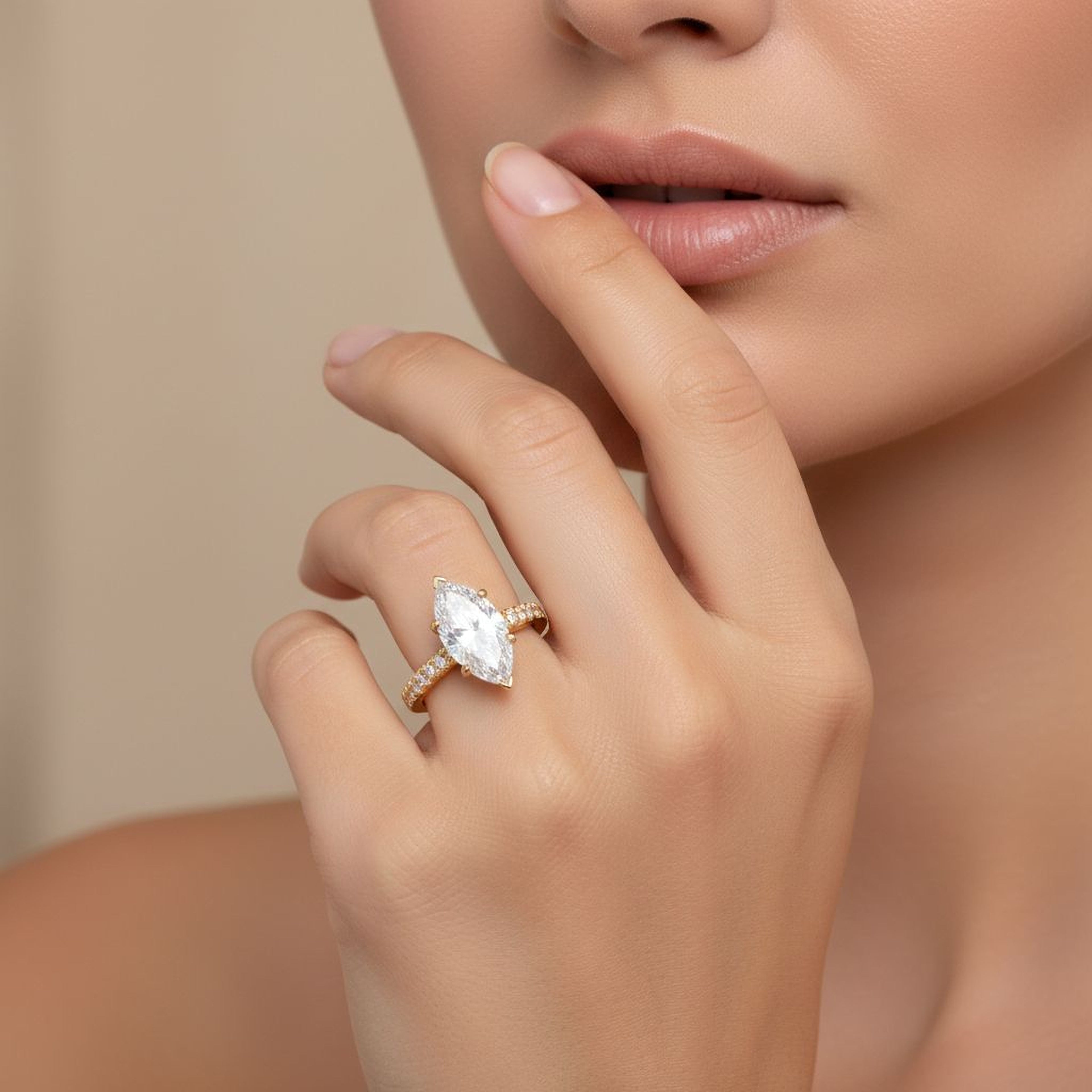 2ct Marquise Engagement Ring with Band