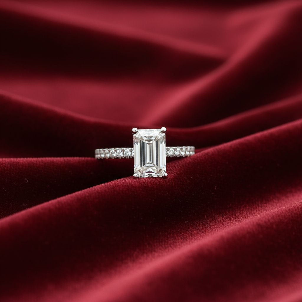 2ct Emerald Engagement Ring with Band