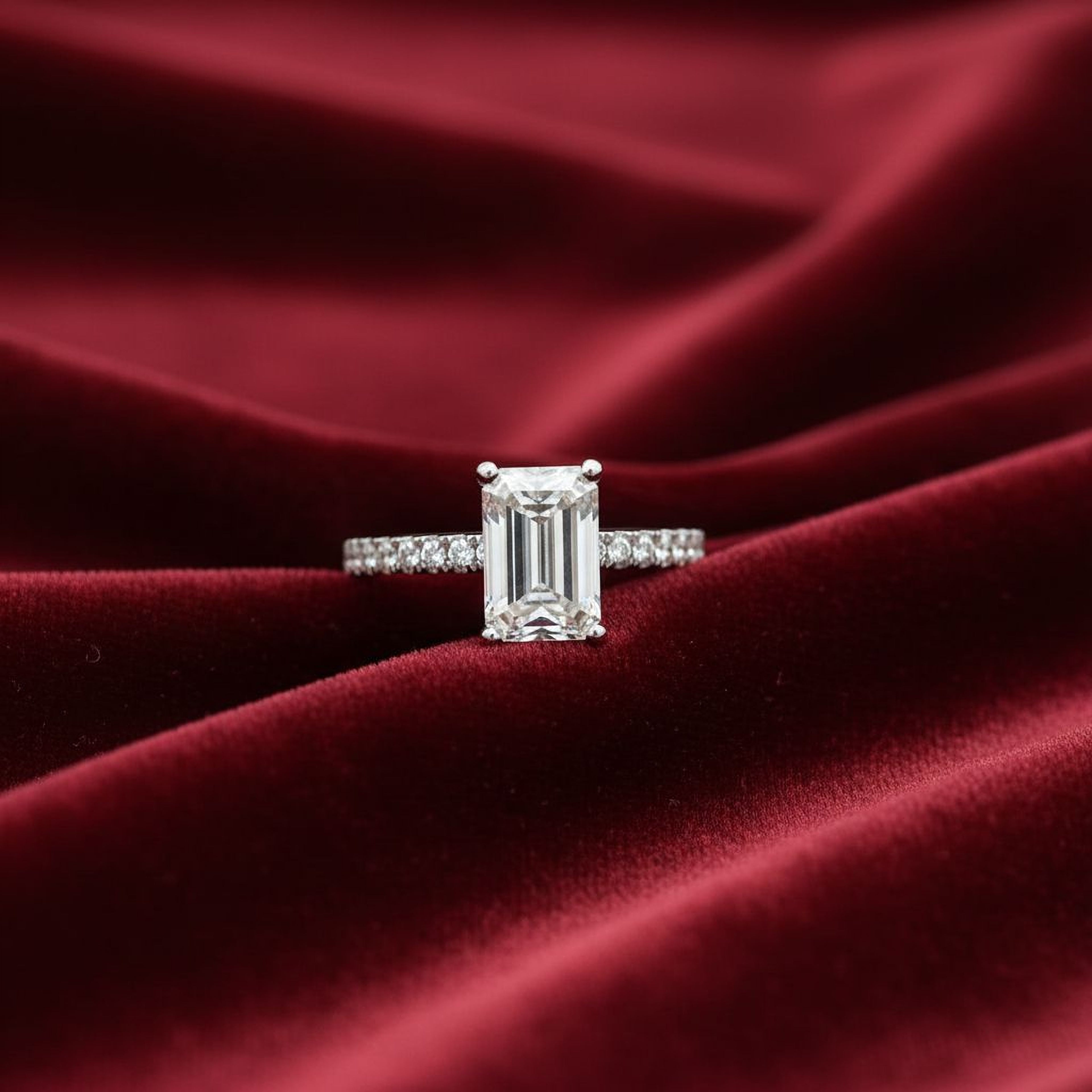 2ct Emerald Engagement Ring with Band