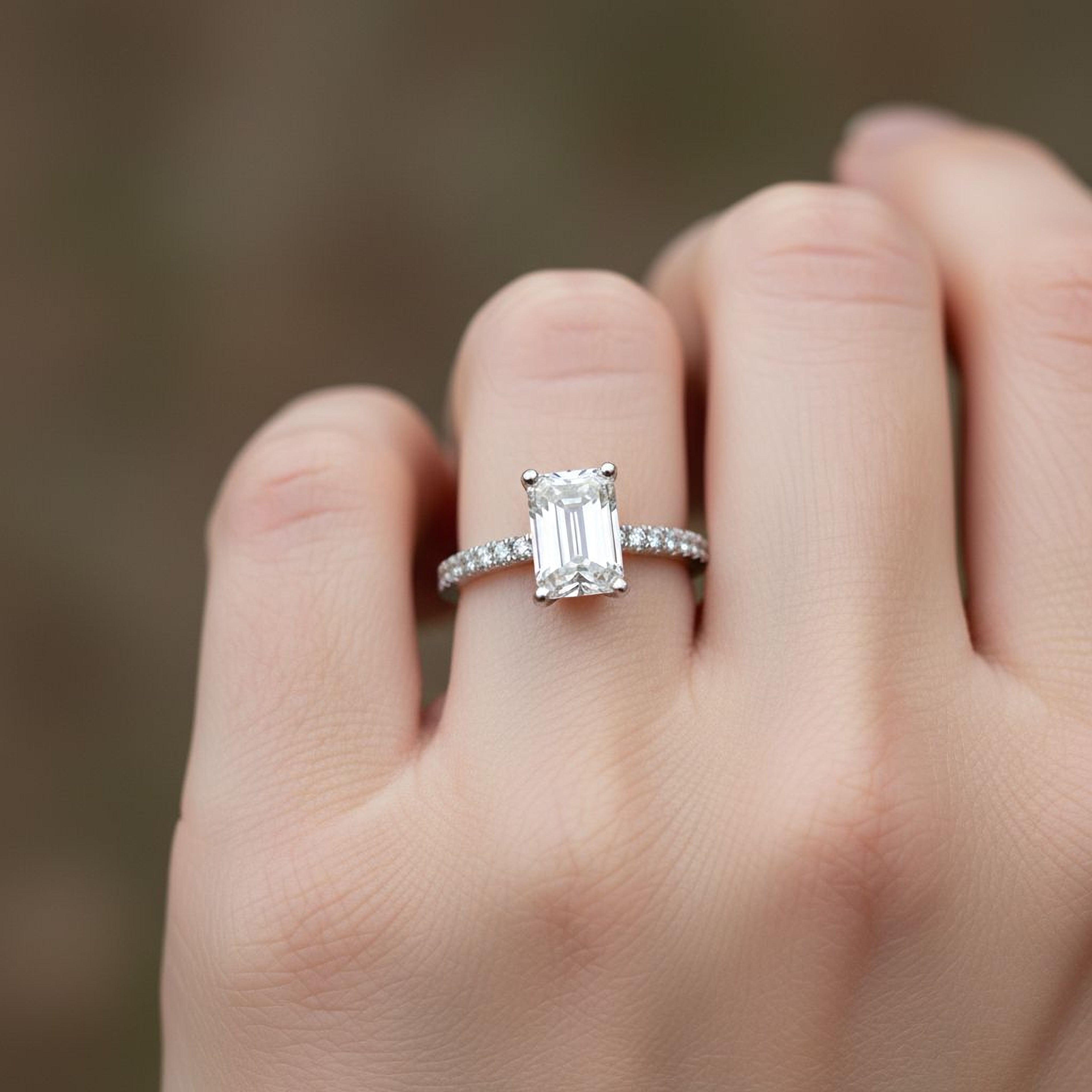 2ct Emerald Engagement Ring with Band