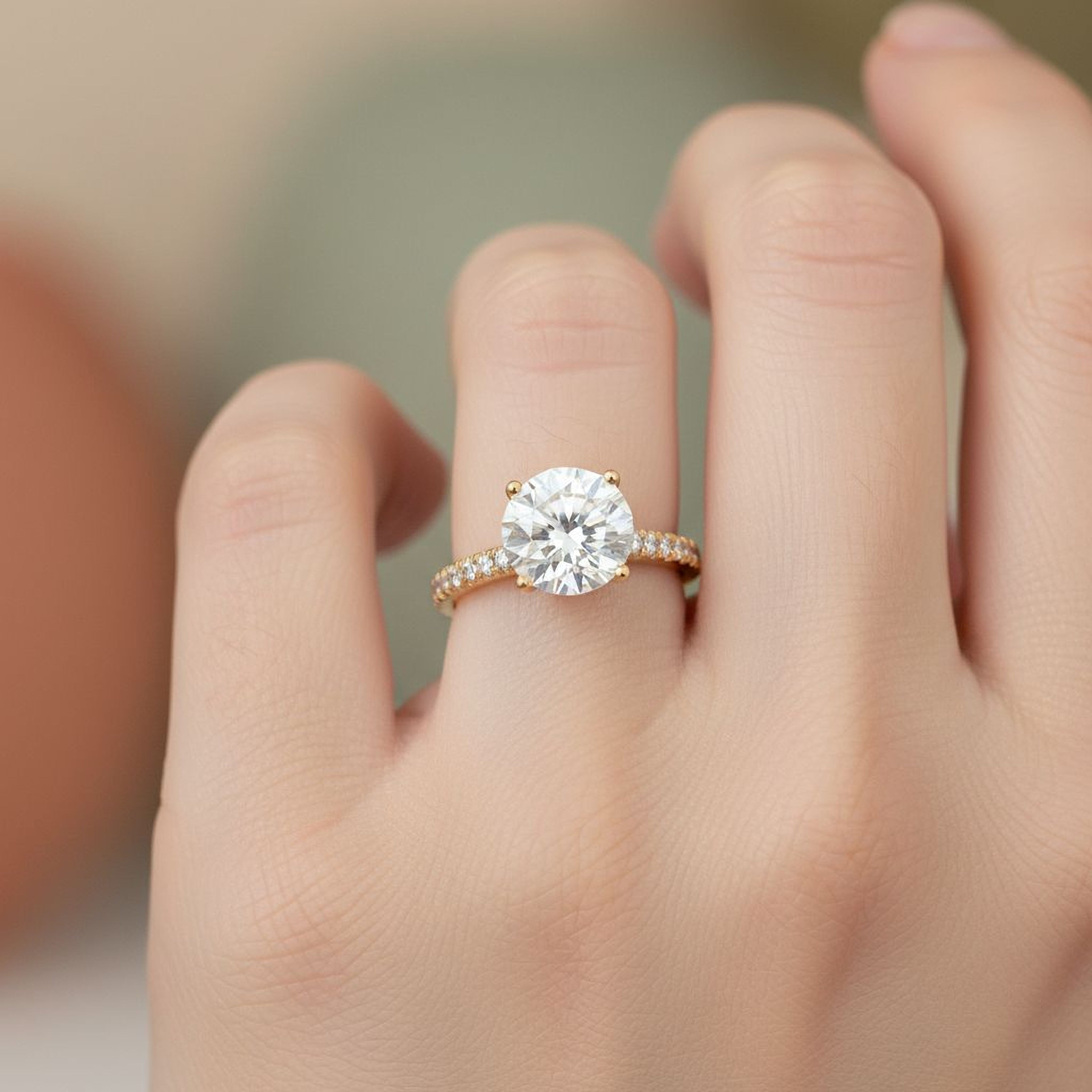 3ct Round Ring with Band