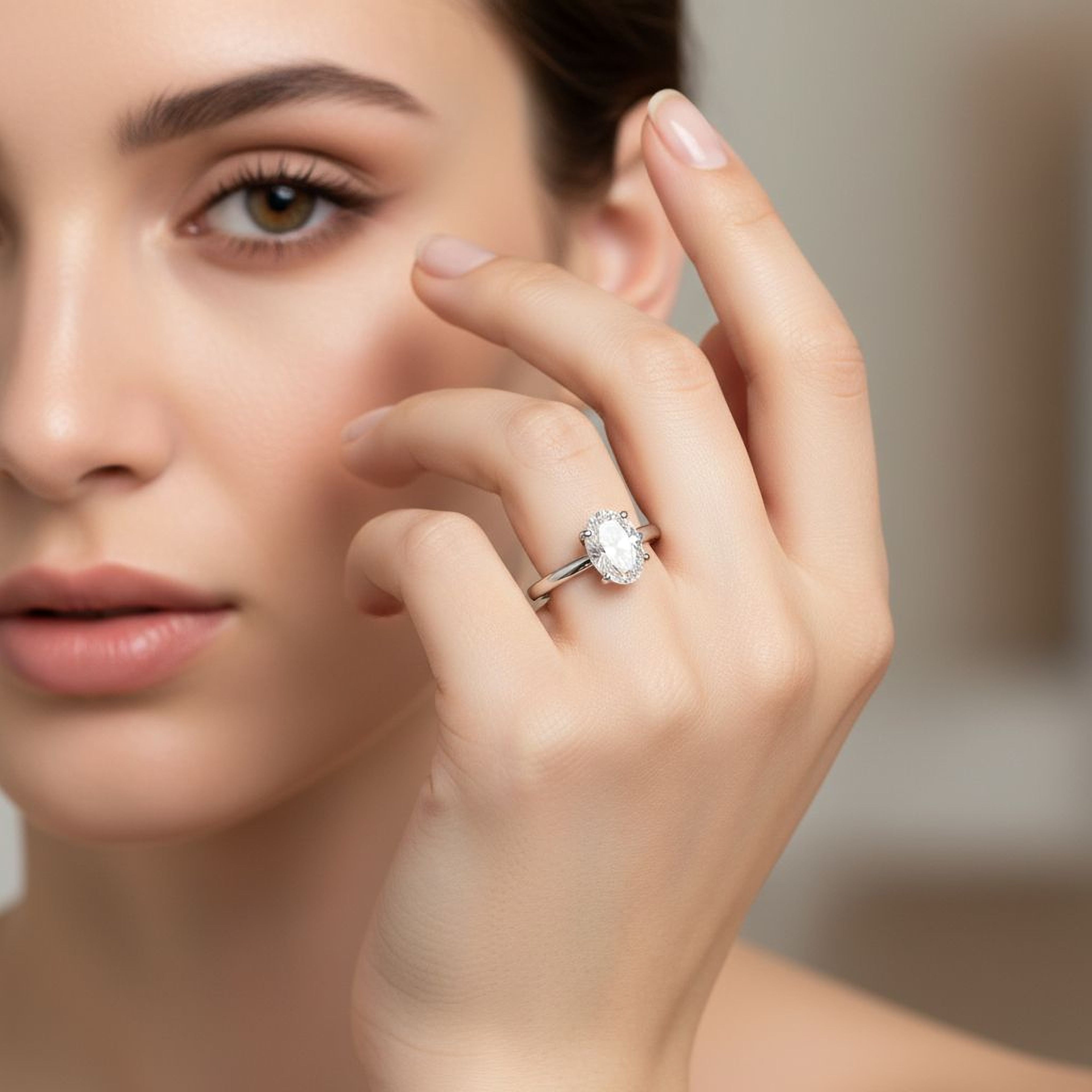 1ct Oval Simple  Engagement Ring