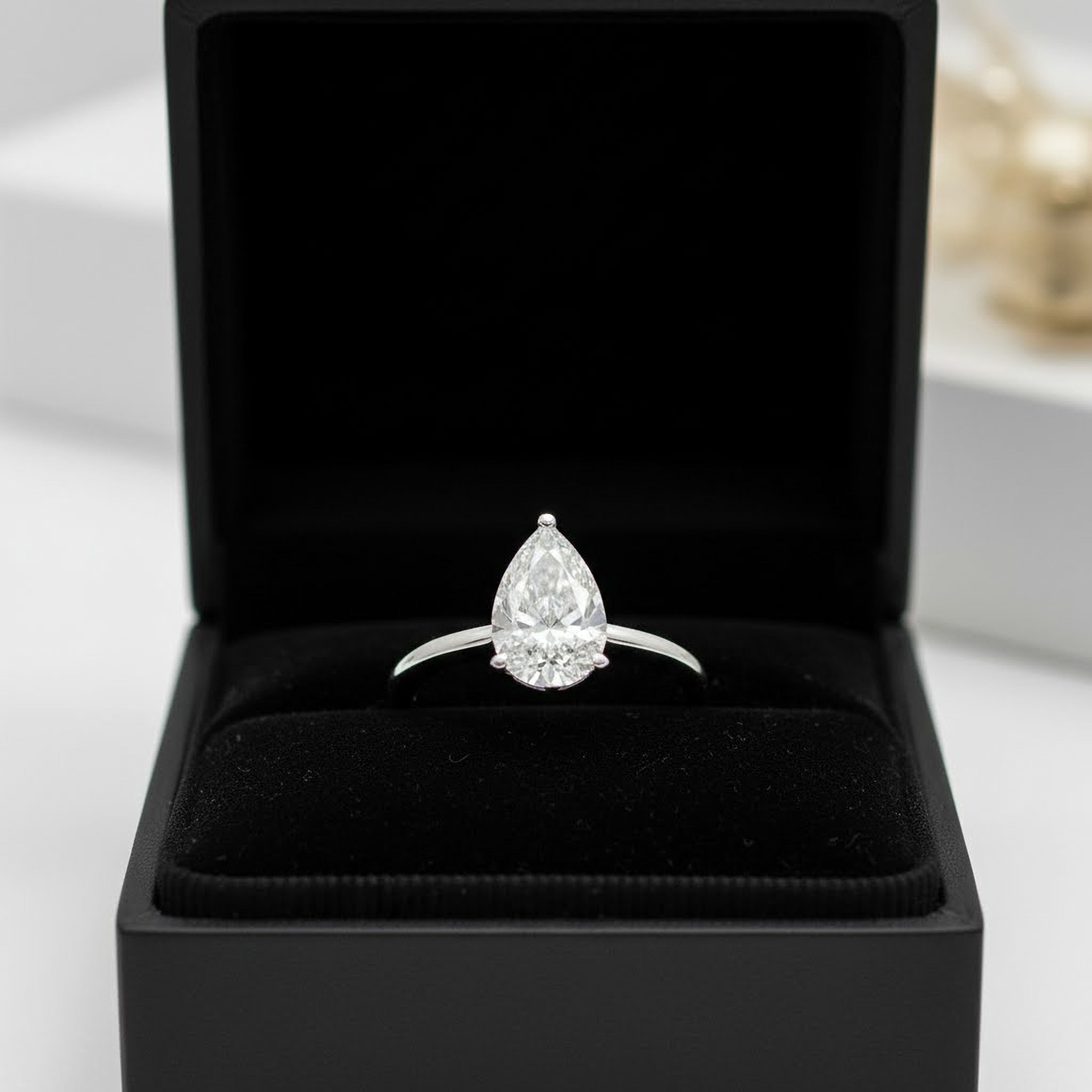 1.5ct Pear Simple  Engagement Ring