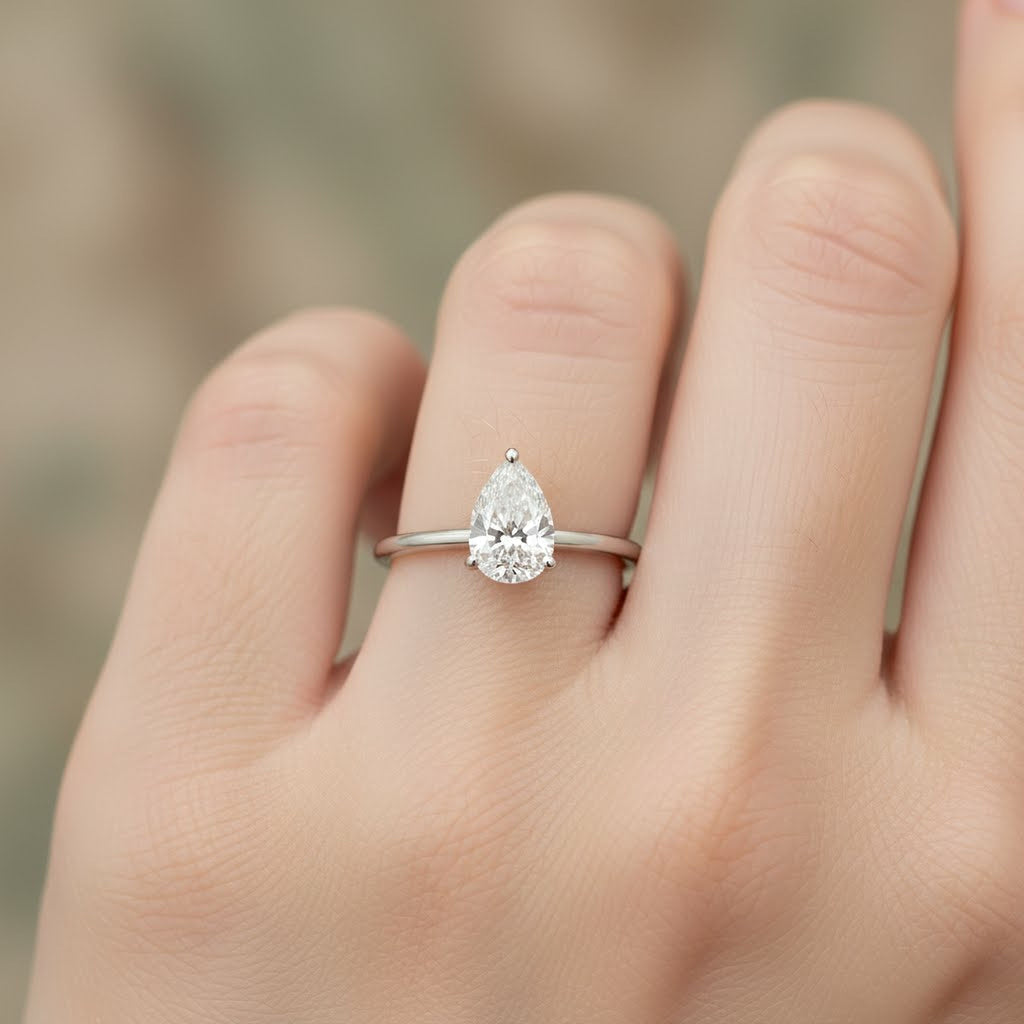 1.5ct Pear Simple  Engagement Ring