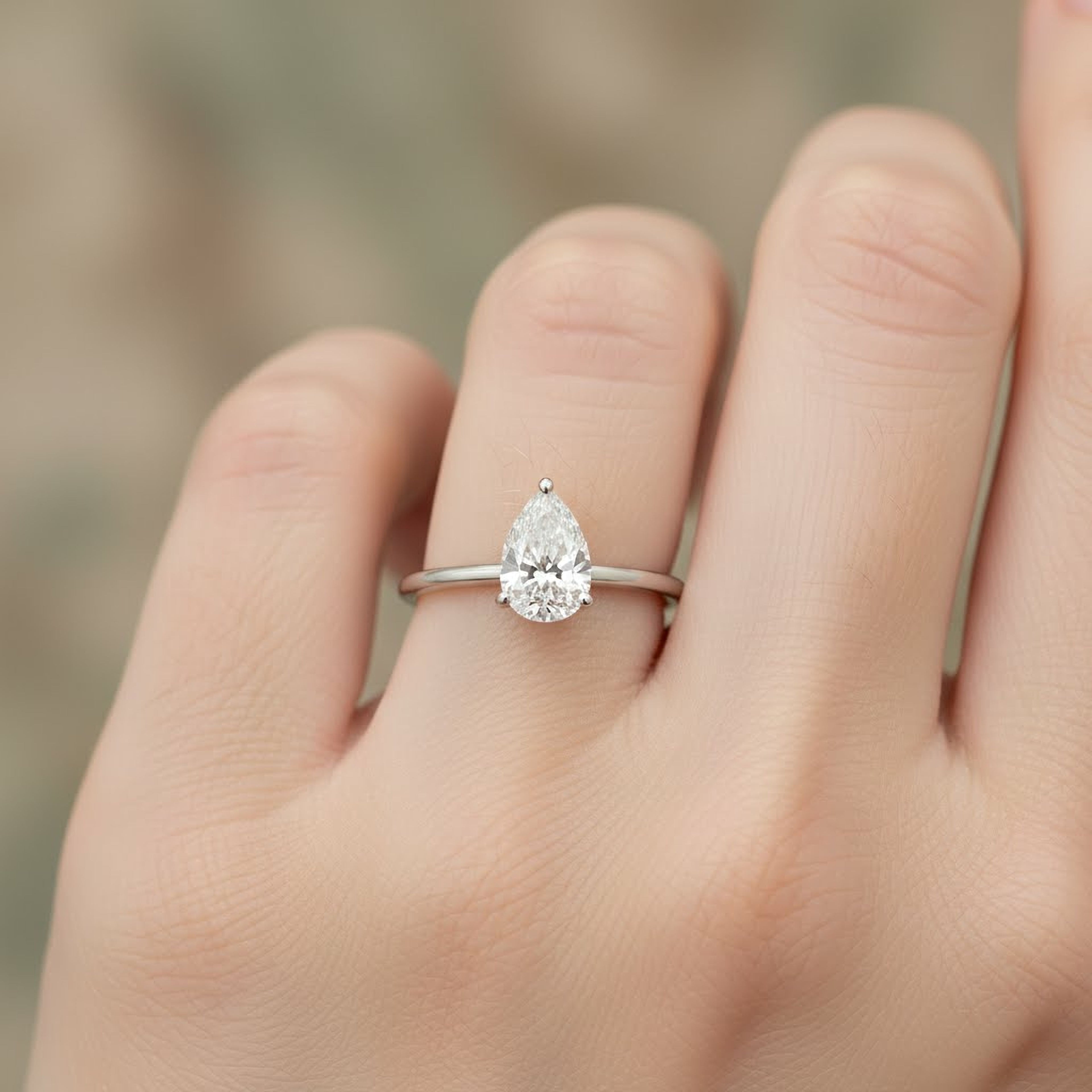 1.5ct Pear Simple  Engagement Ring