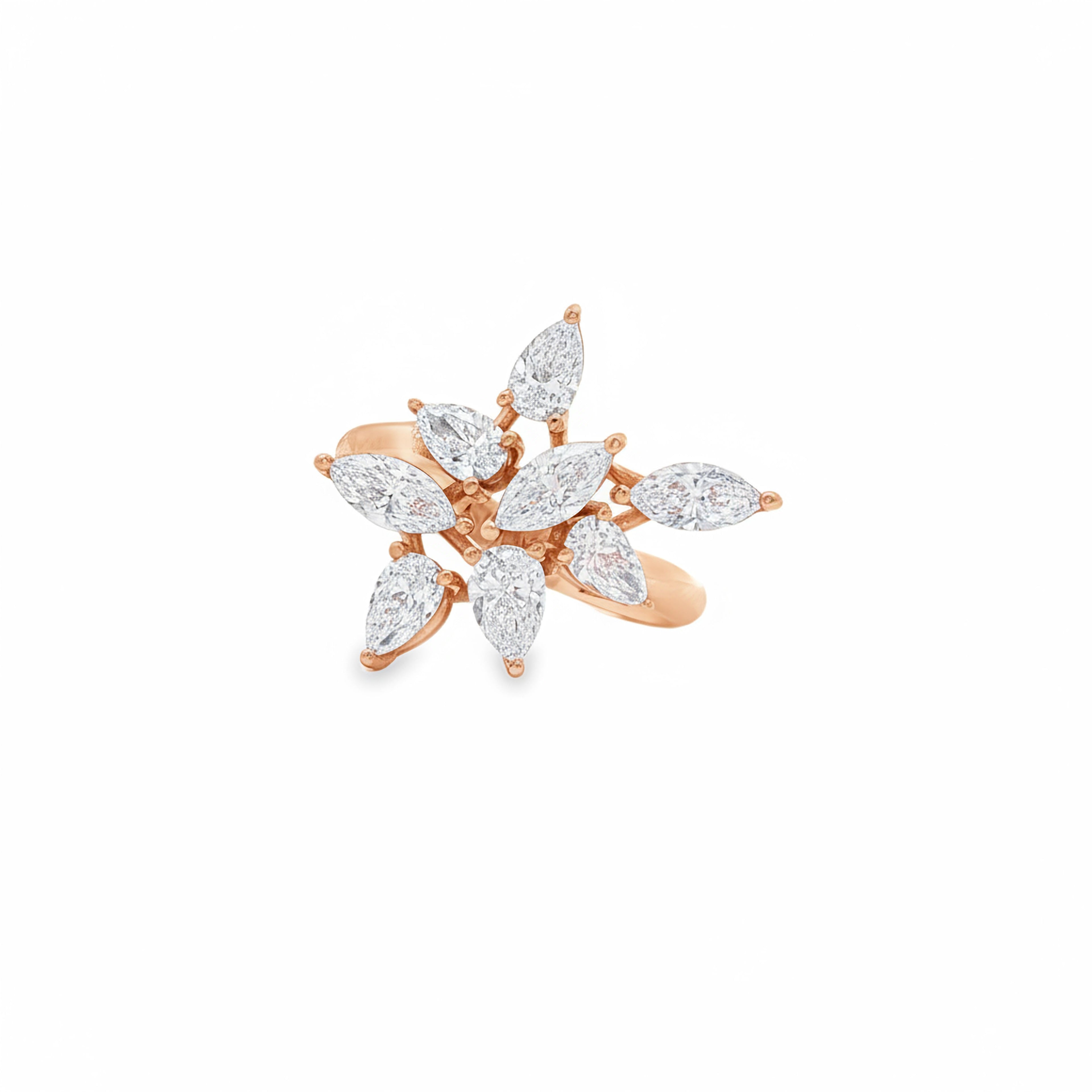 Flower with  Marquises Ring