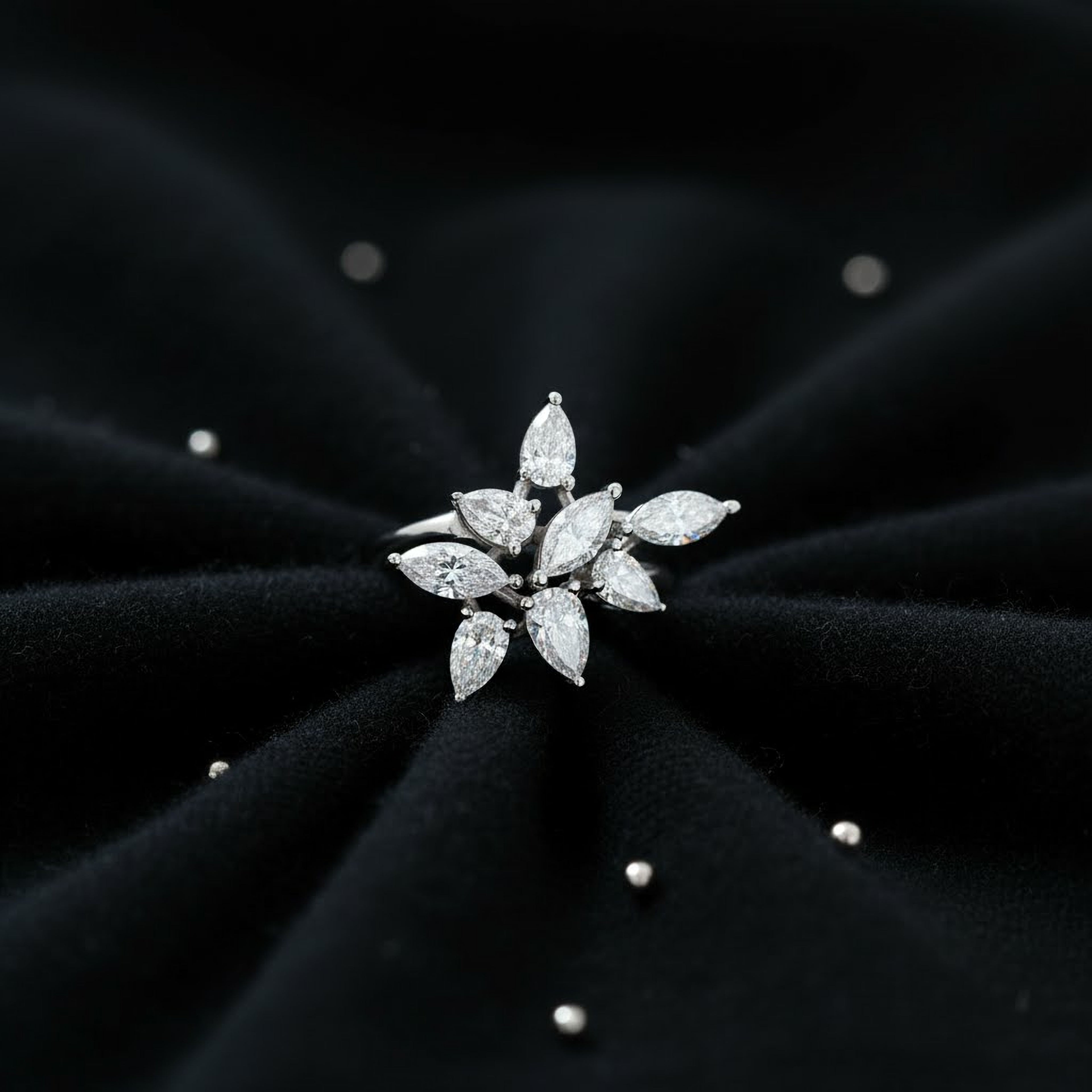 Flower with  Marquises Ring