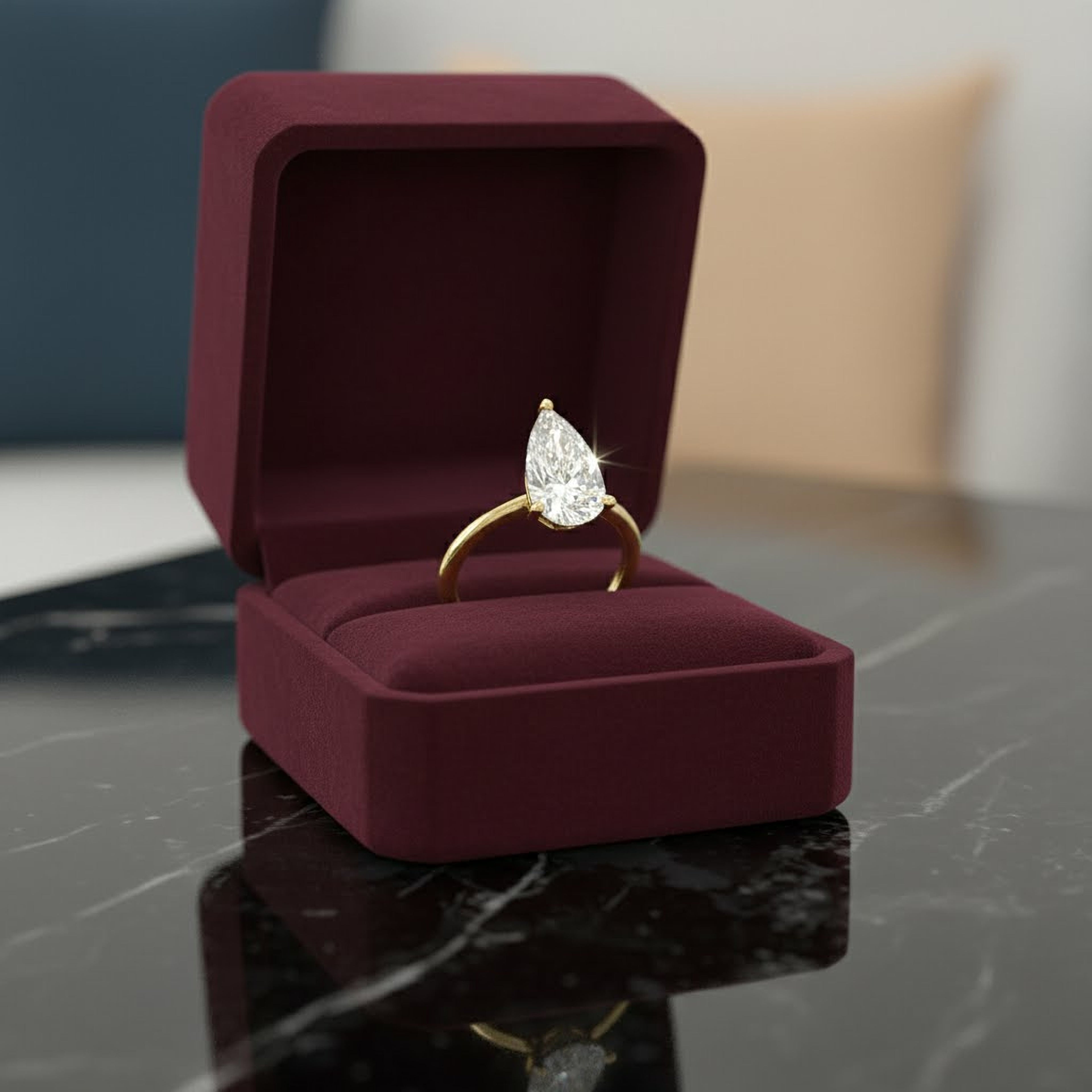 2ct Pear Simple  Engagement Ring