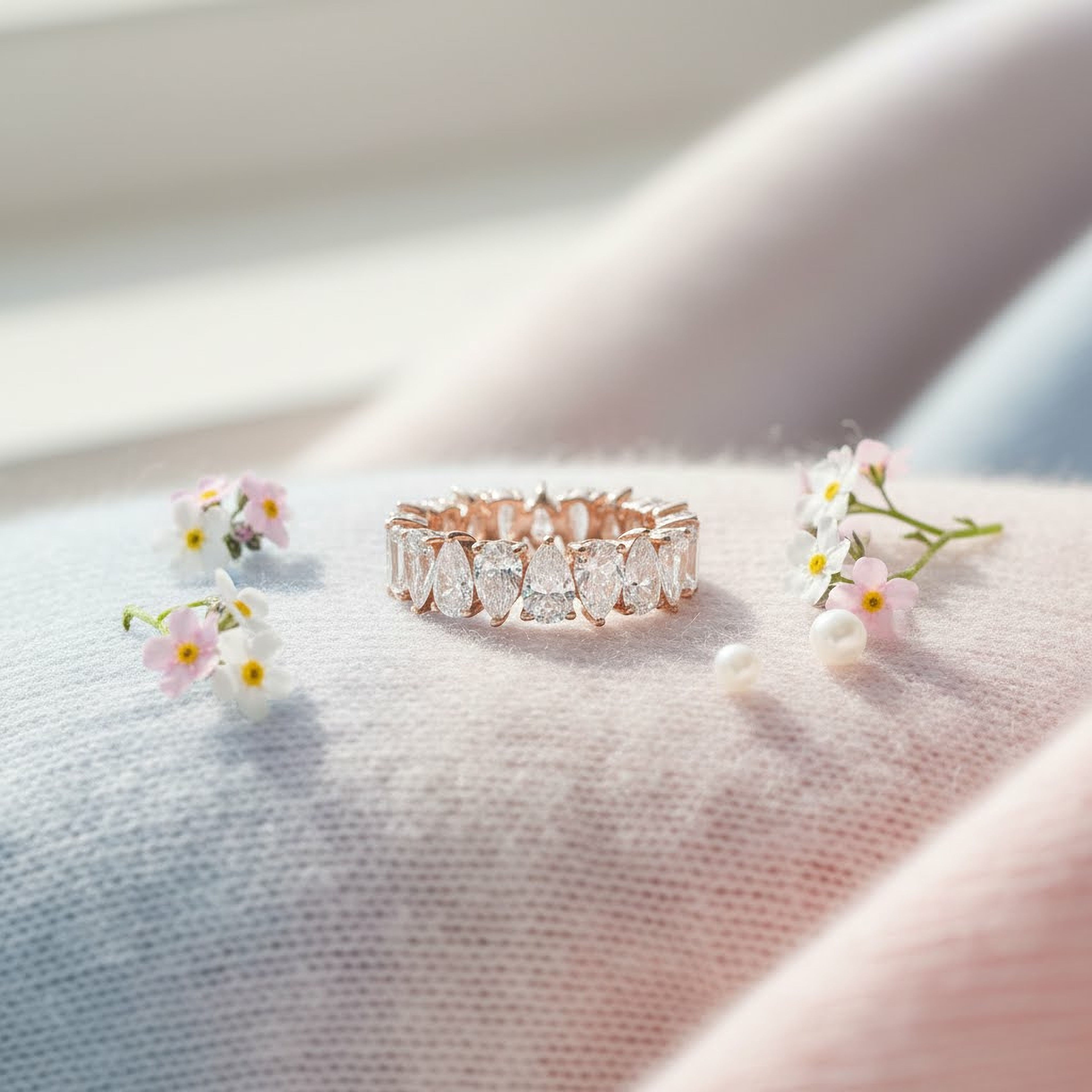 30pts Pear Up and Down Wedding Band