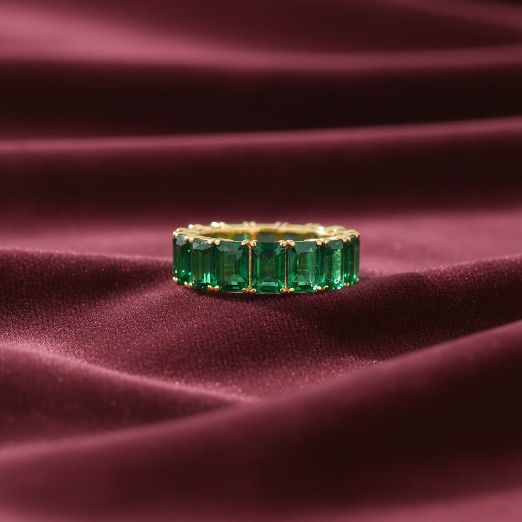 Green Emerald Eternity Band