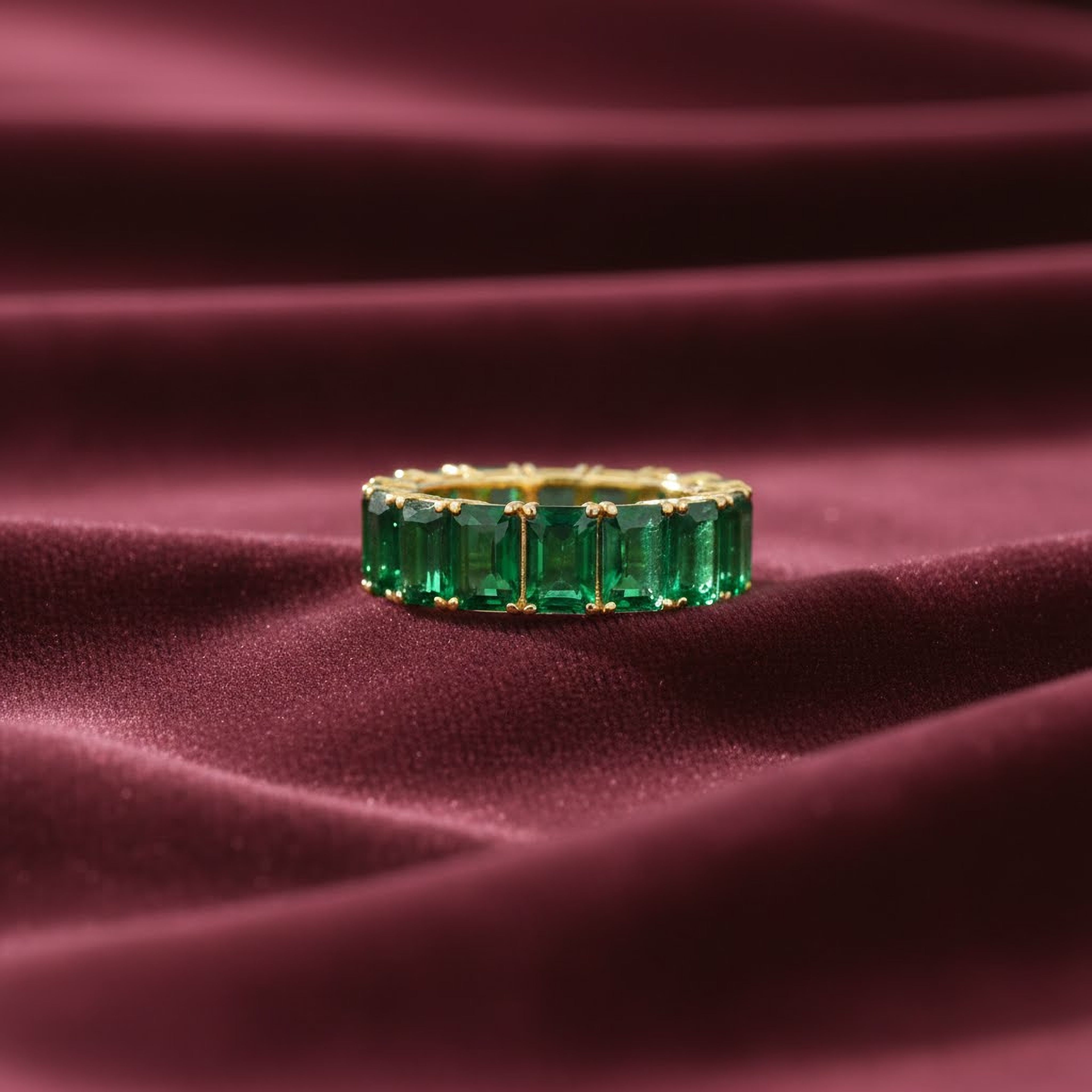 Green Emerald Eternity Band