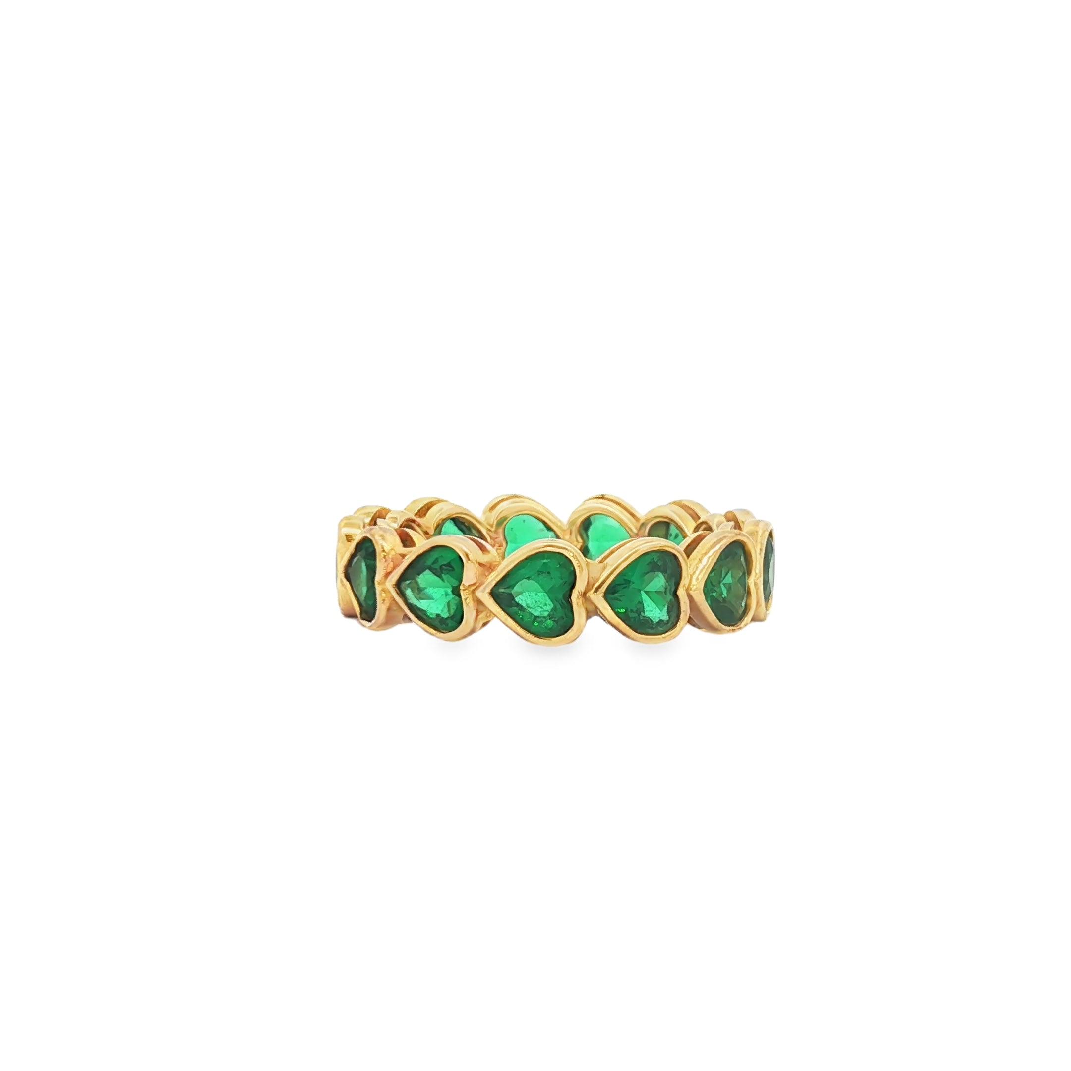 Green Heart Bezel Sideways Eternity Band