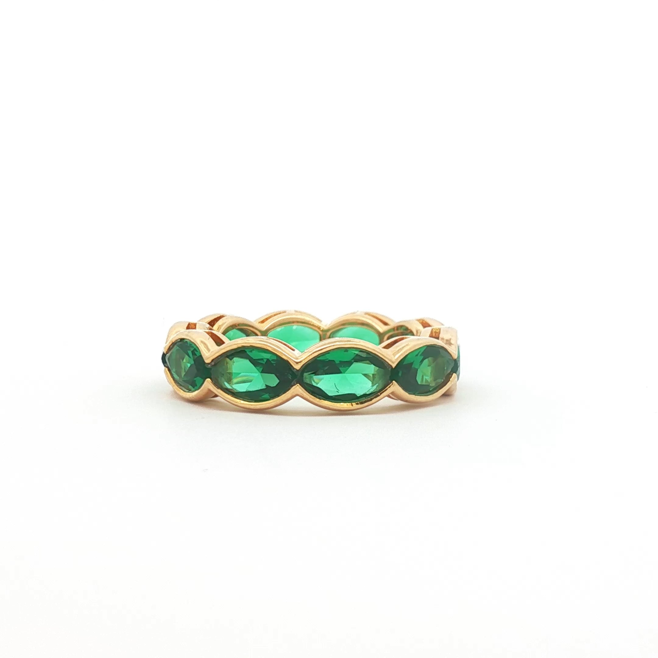 Green Marquise Bezel  Sideways Eternity Band