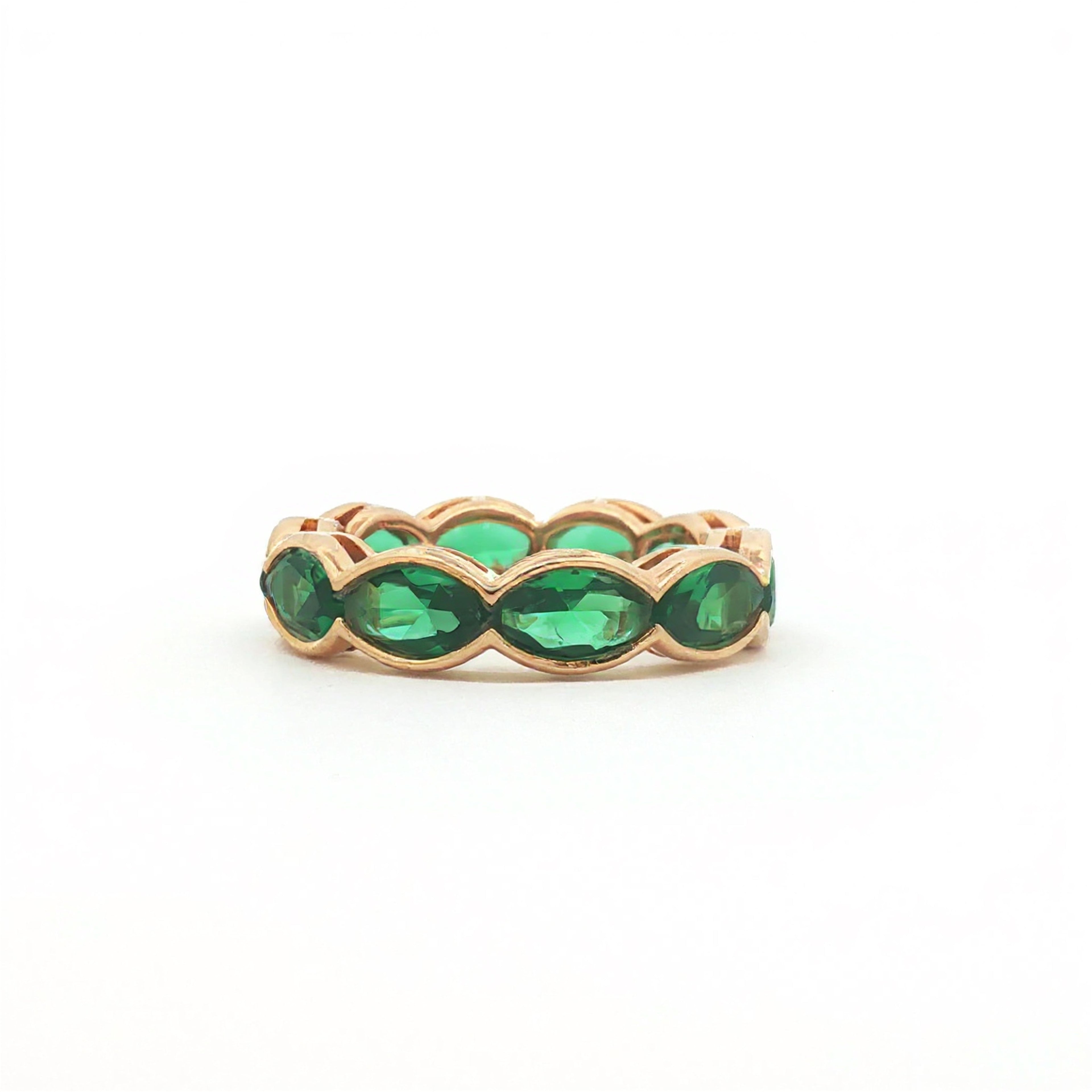 Green Marquise Bezel  Sideways Eternity Band