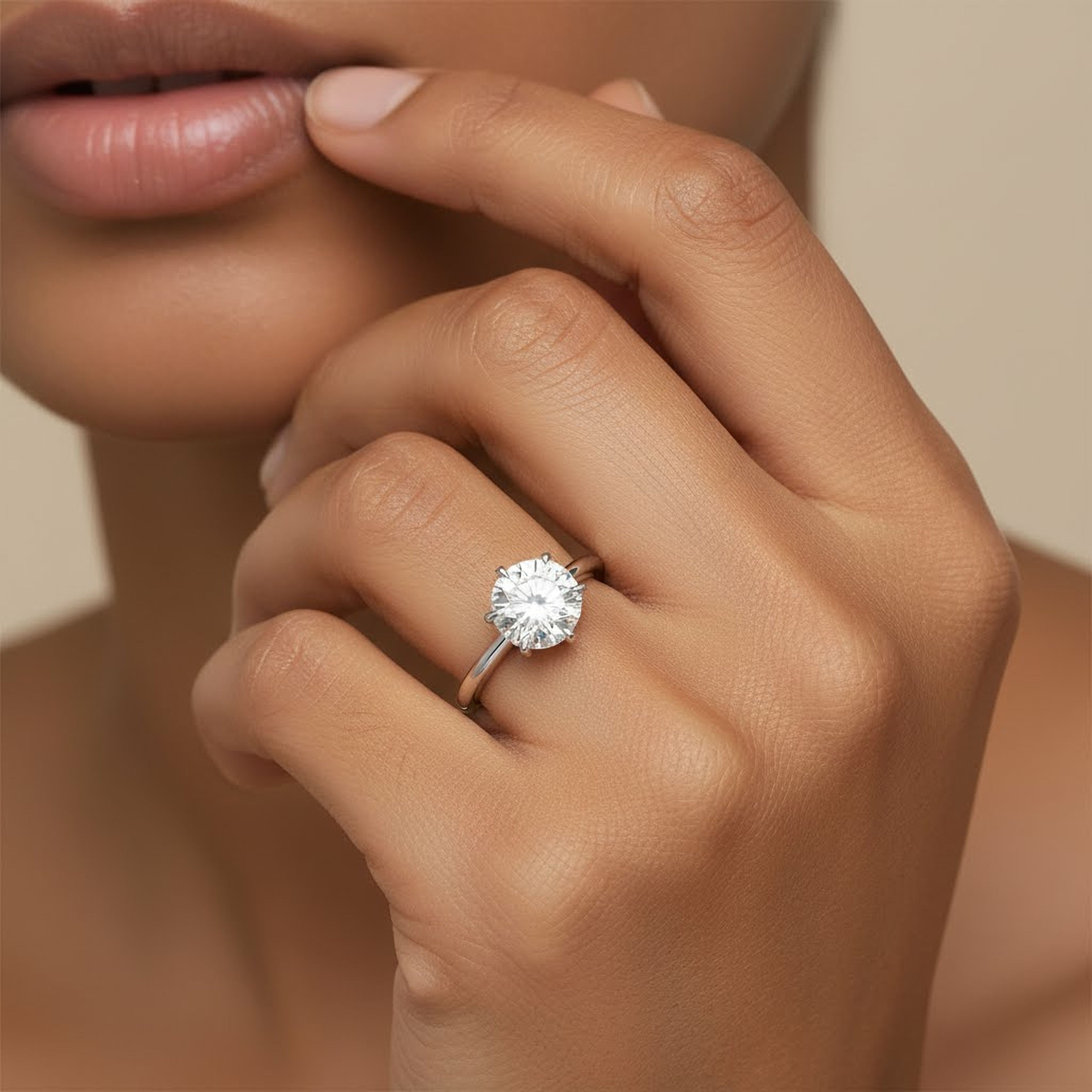 4ct Round  Engagement Ring