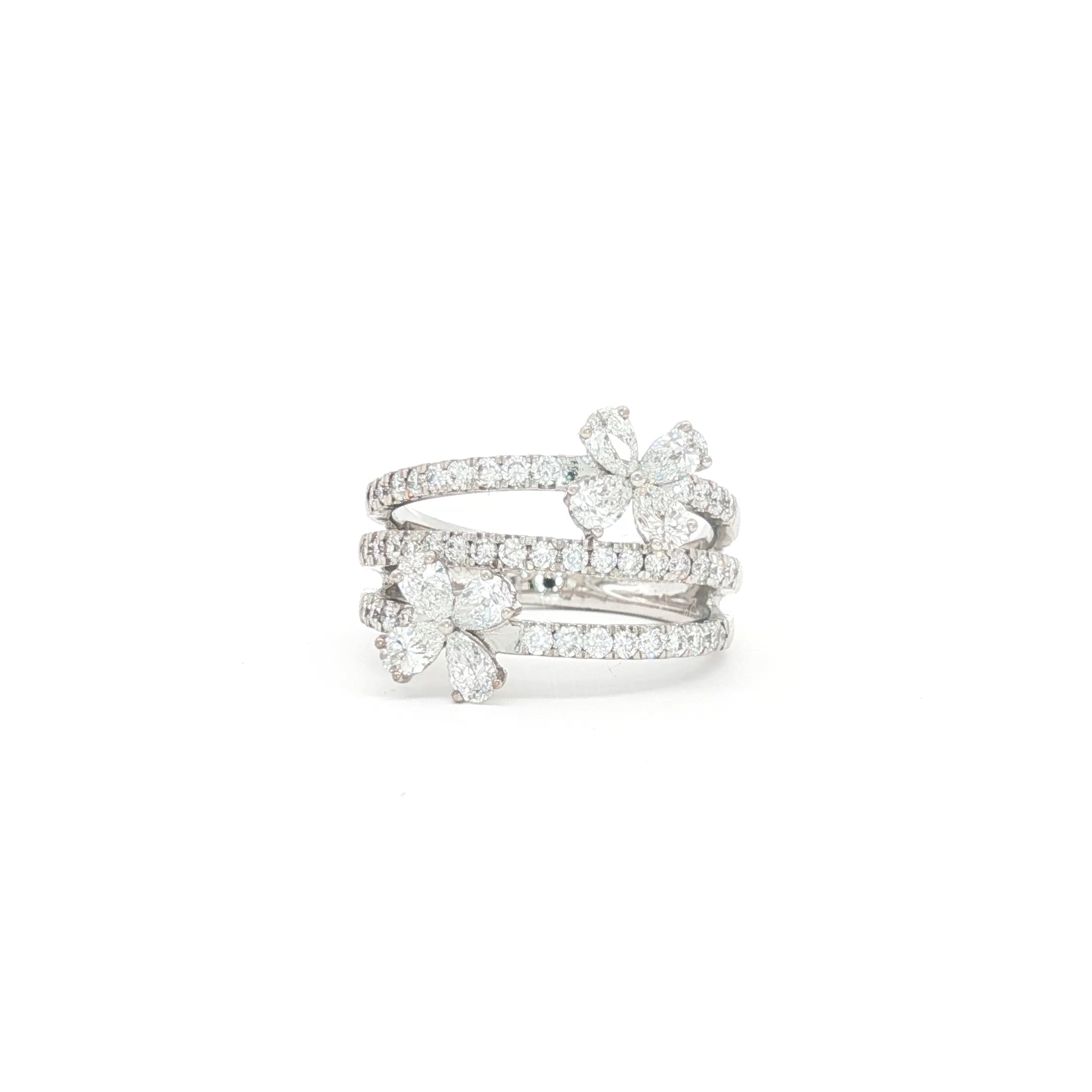 Flower x 3 Bands Ring