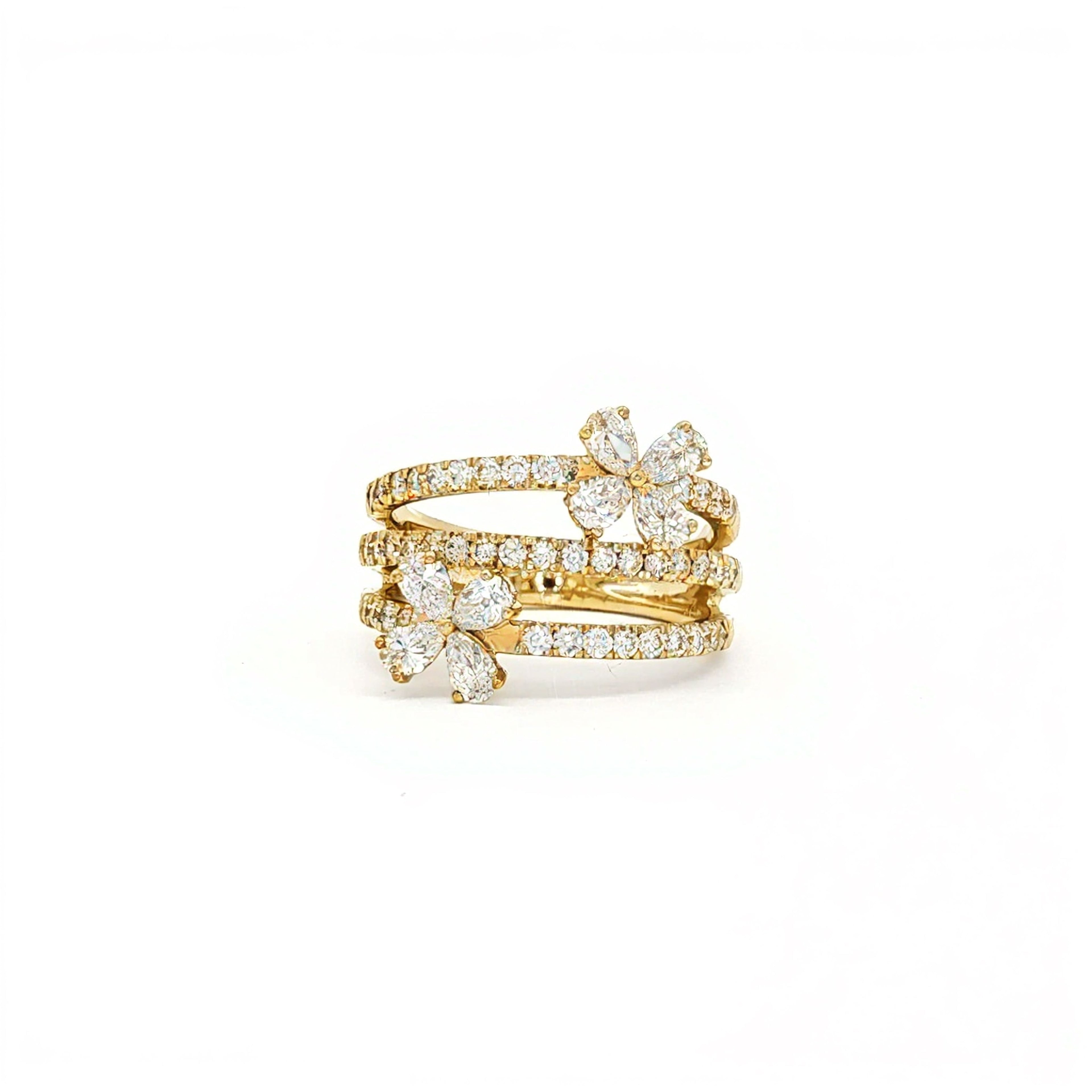 Flower x 3 Bands Ring