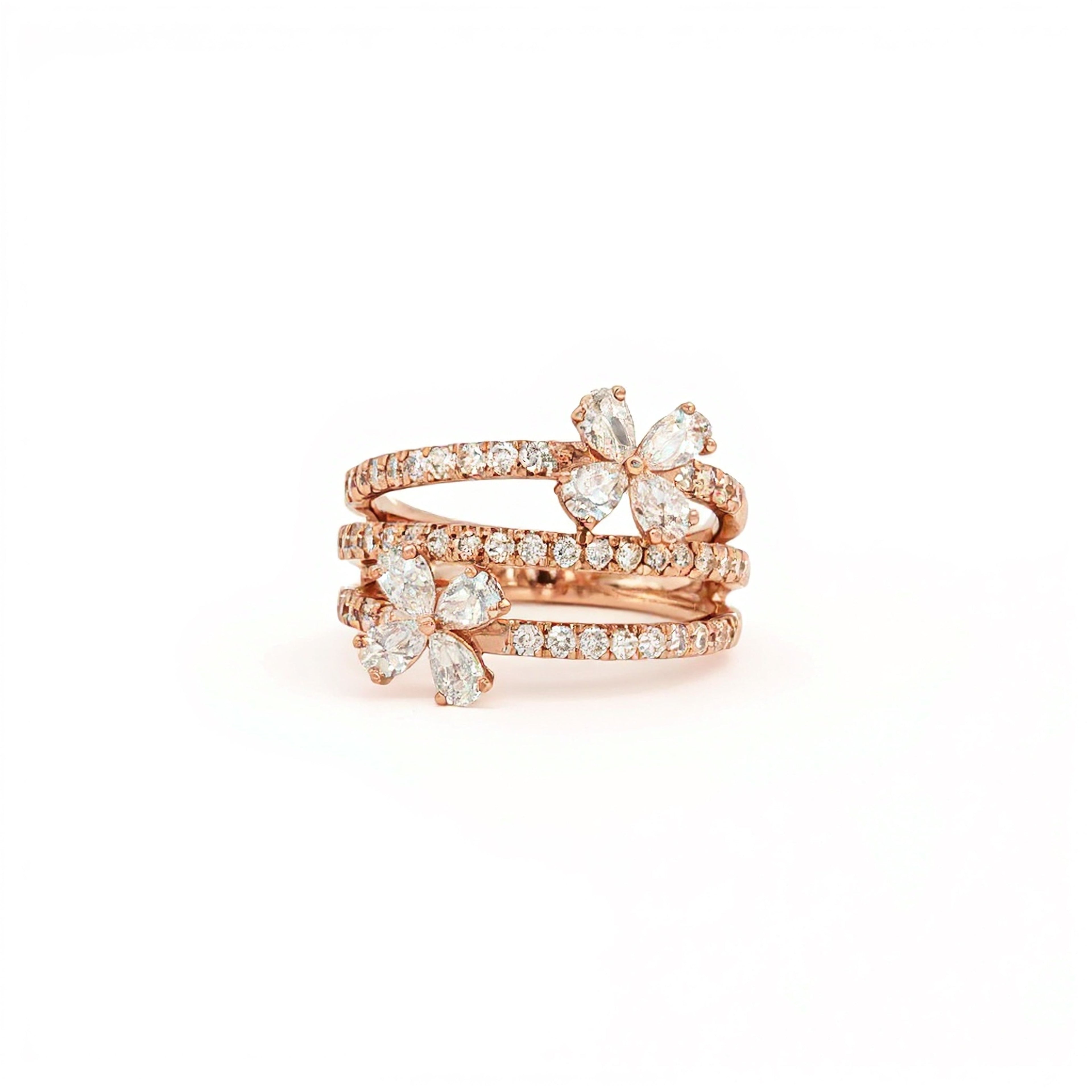 Flower x 3 Bands Ring