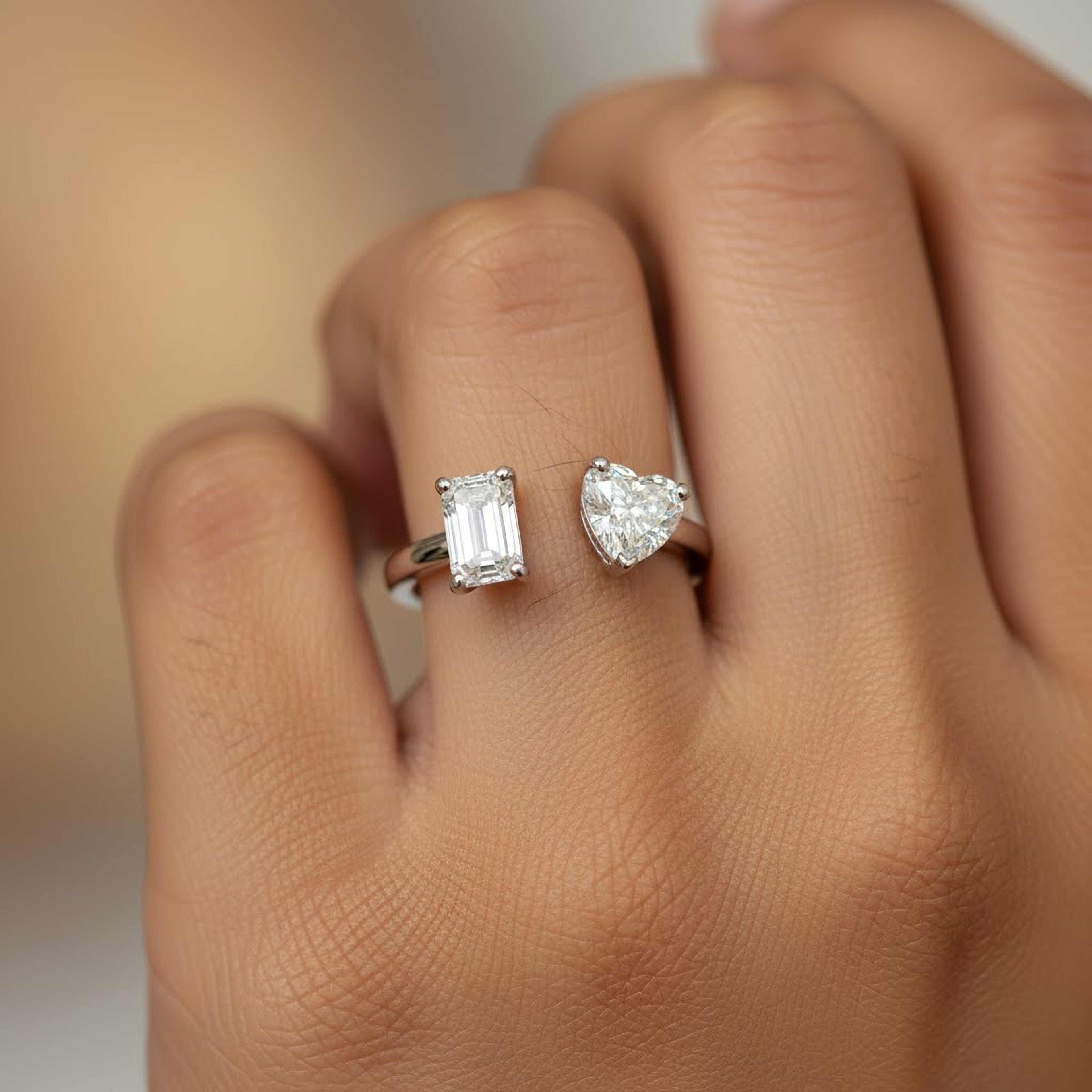 Emerald x Heart  Toi et Moi Ring
