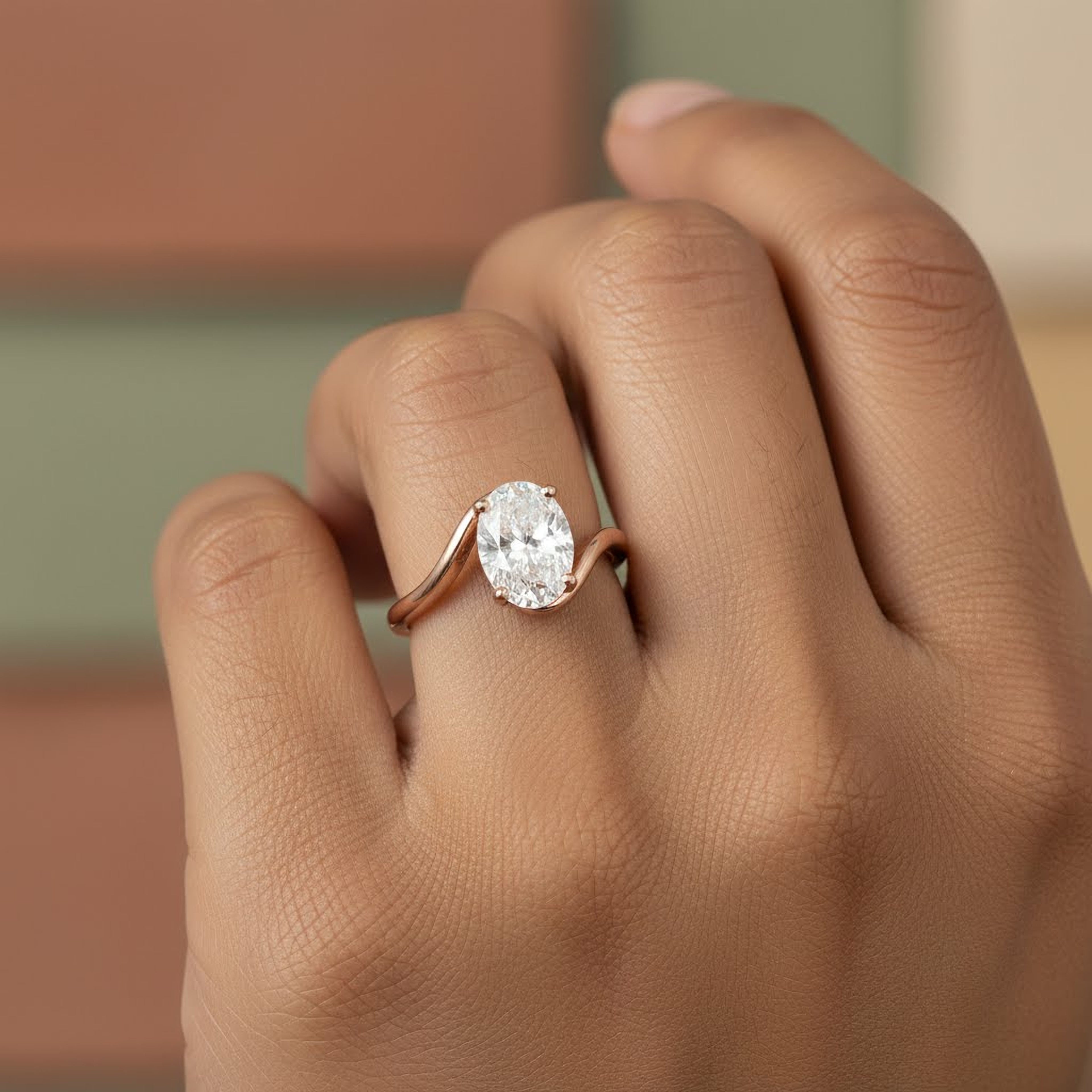 2.5ct Slanted Oval  Engagement Ring