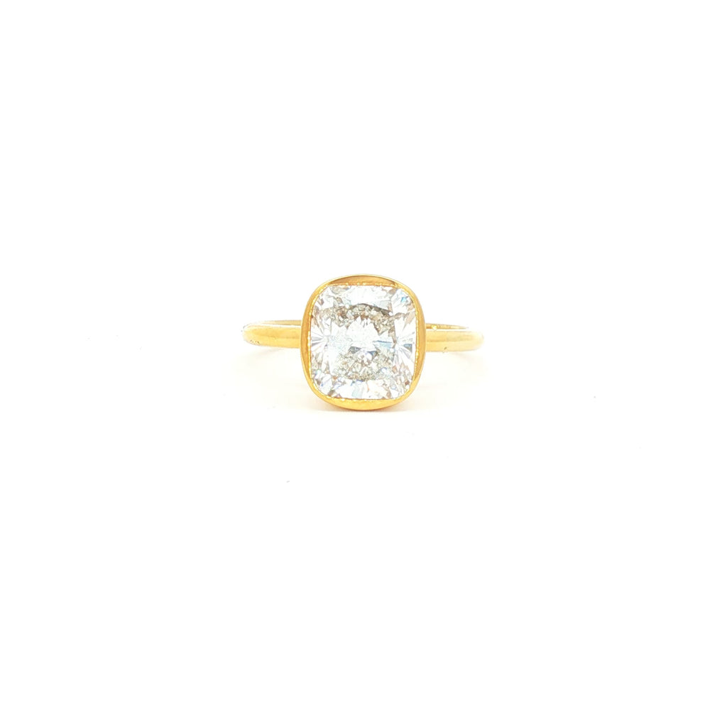 3ct Cushion Bezel  Engagement Ring
