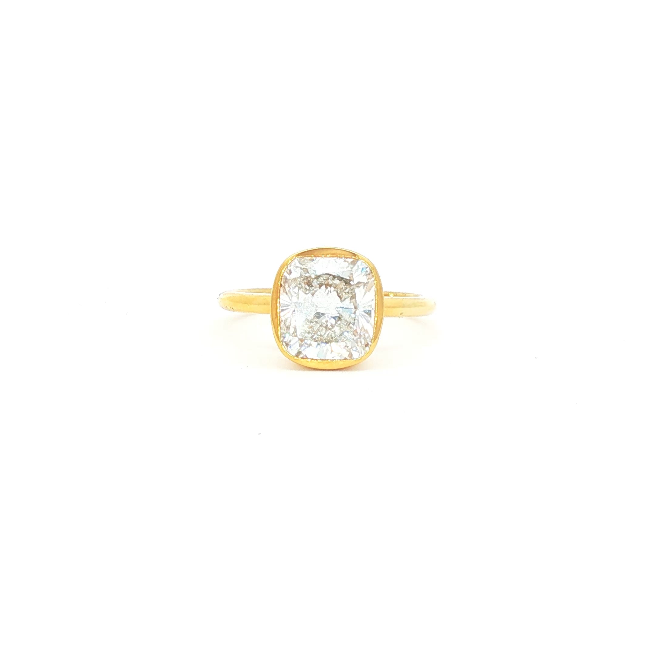 3ct Cushion Bezel  Engagement Ring