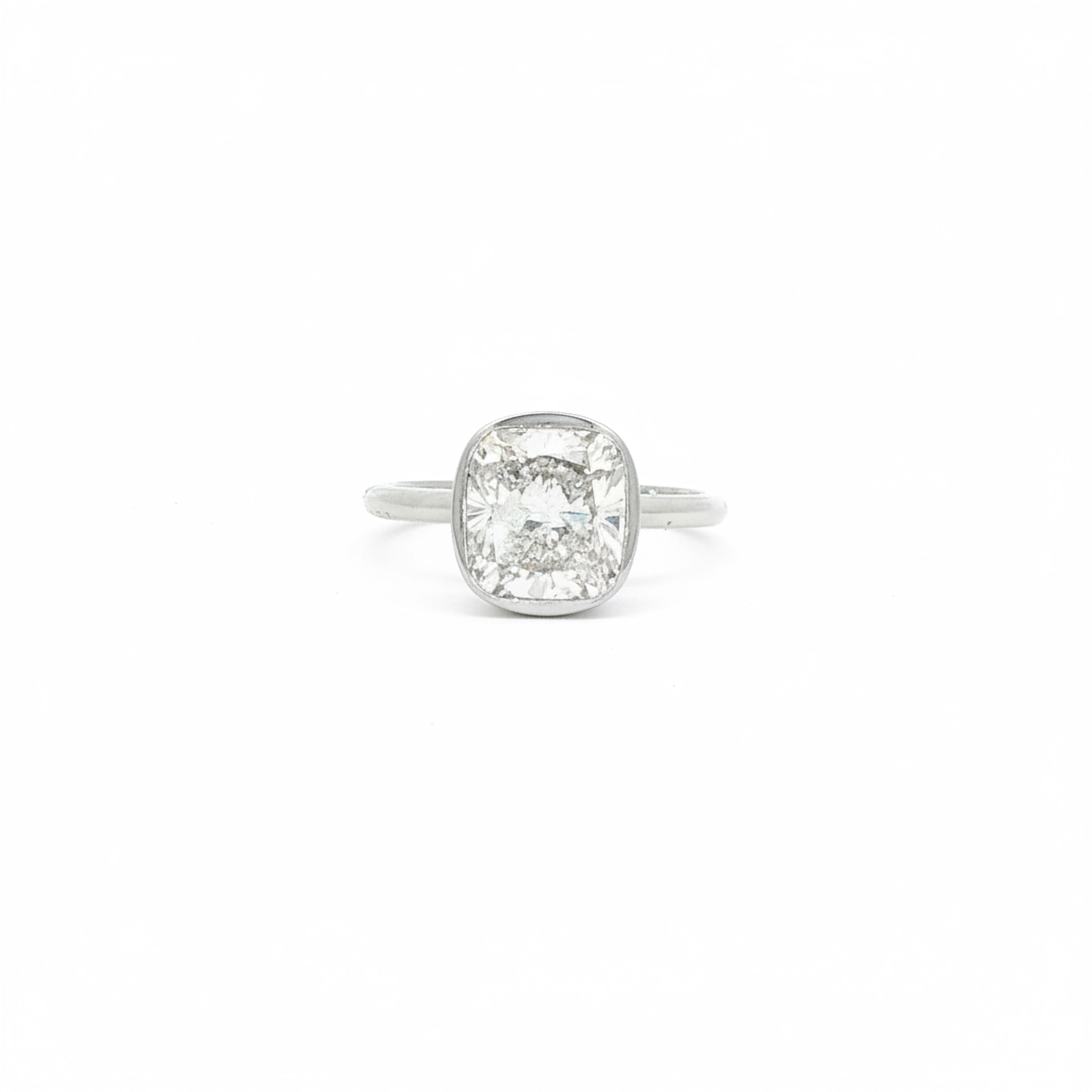 3ct Cushion Bezel  Engagement Ring
