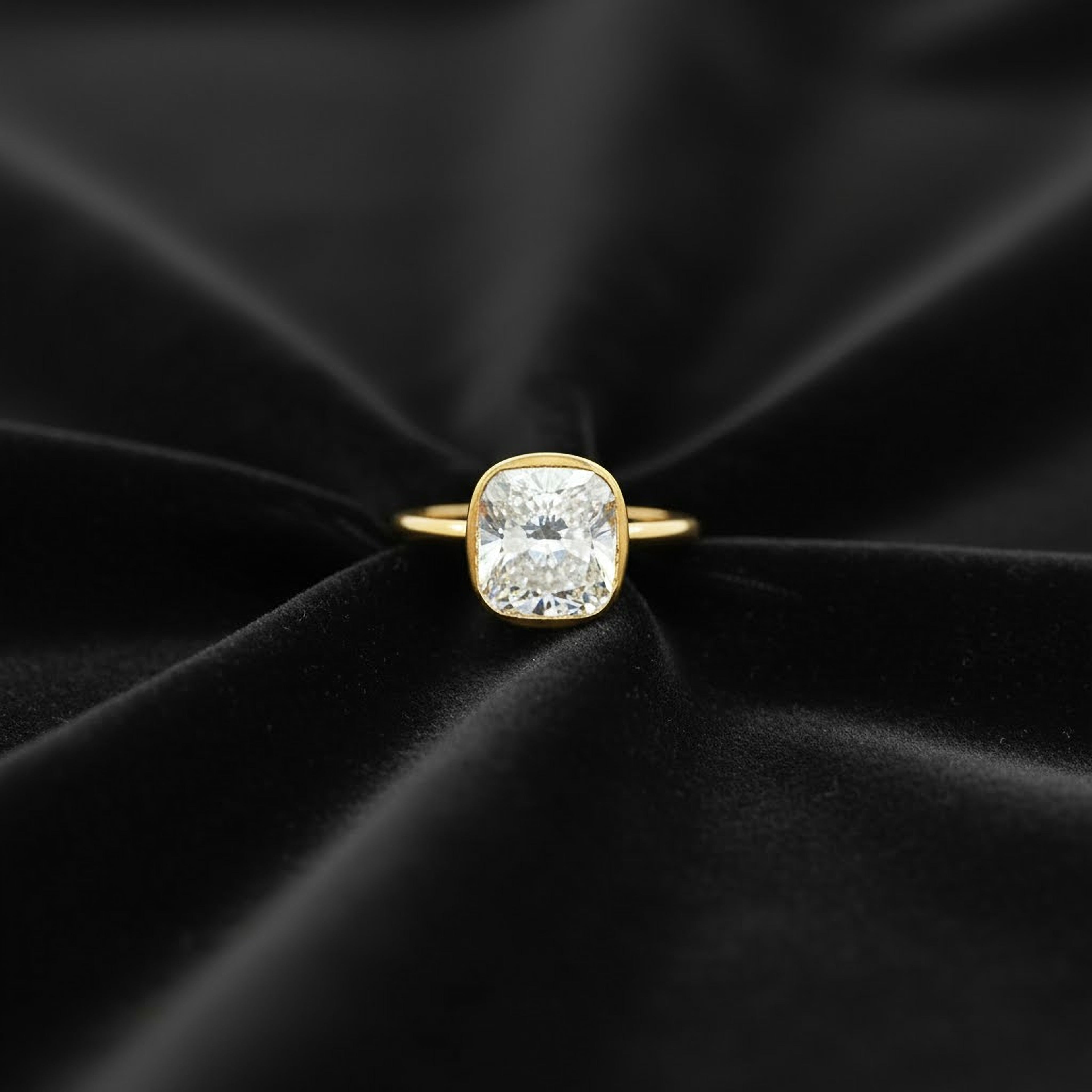 3ct Cushion Bezel  Engagement Ring
