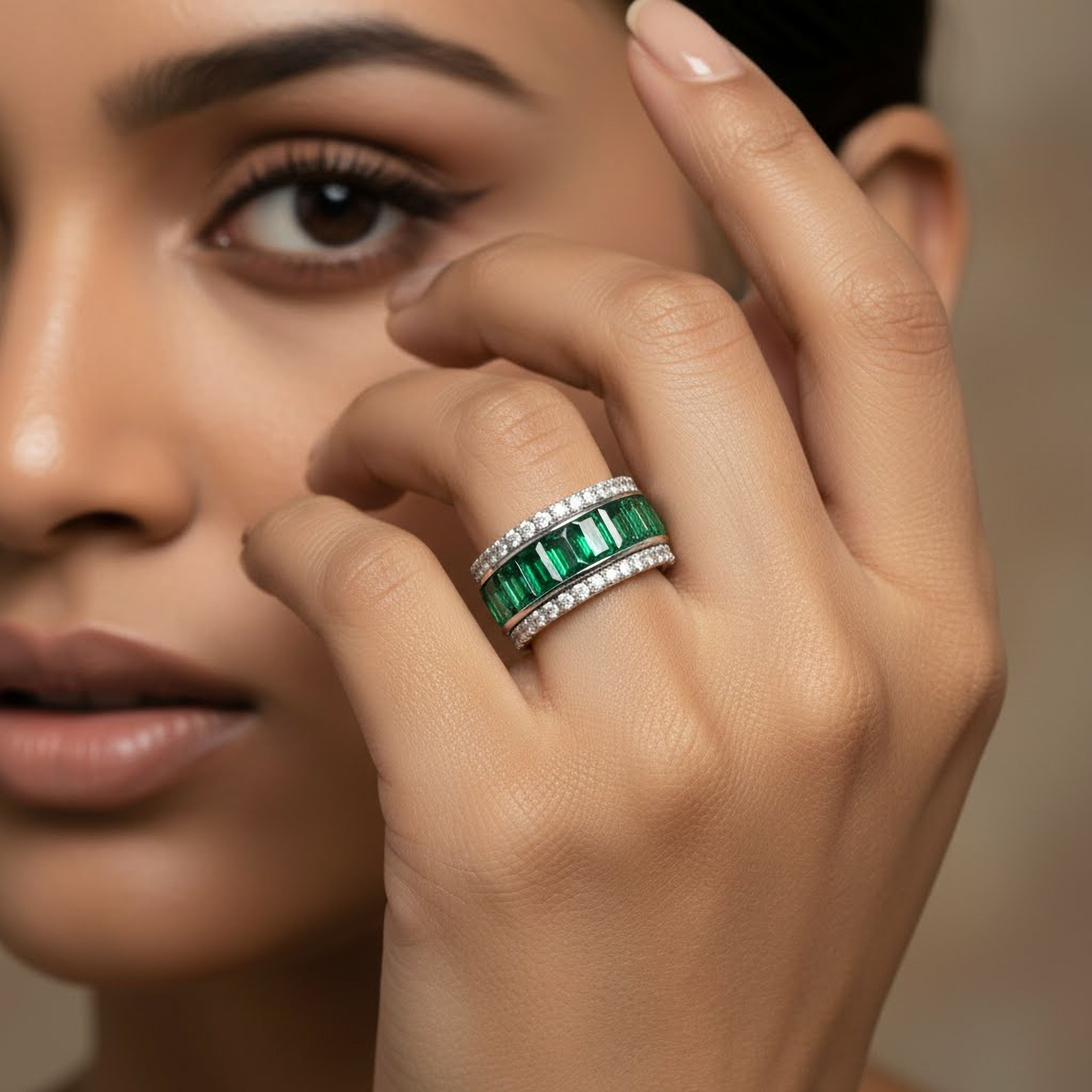 Emerald x Round Eternity Ring