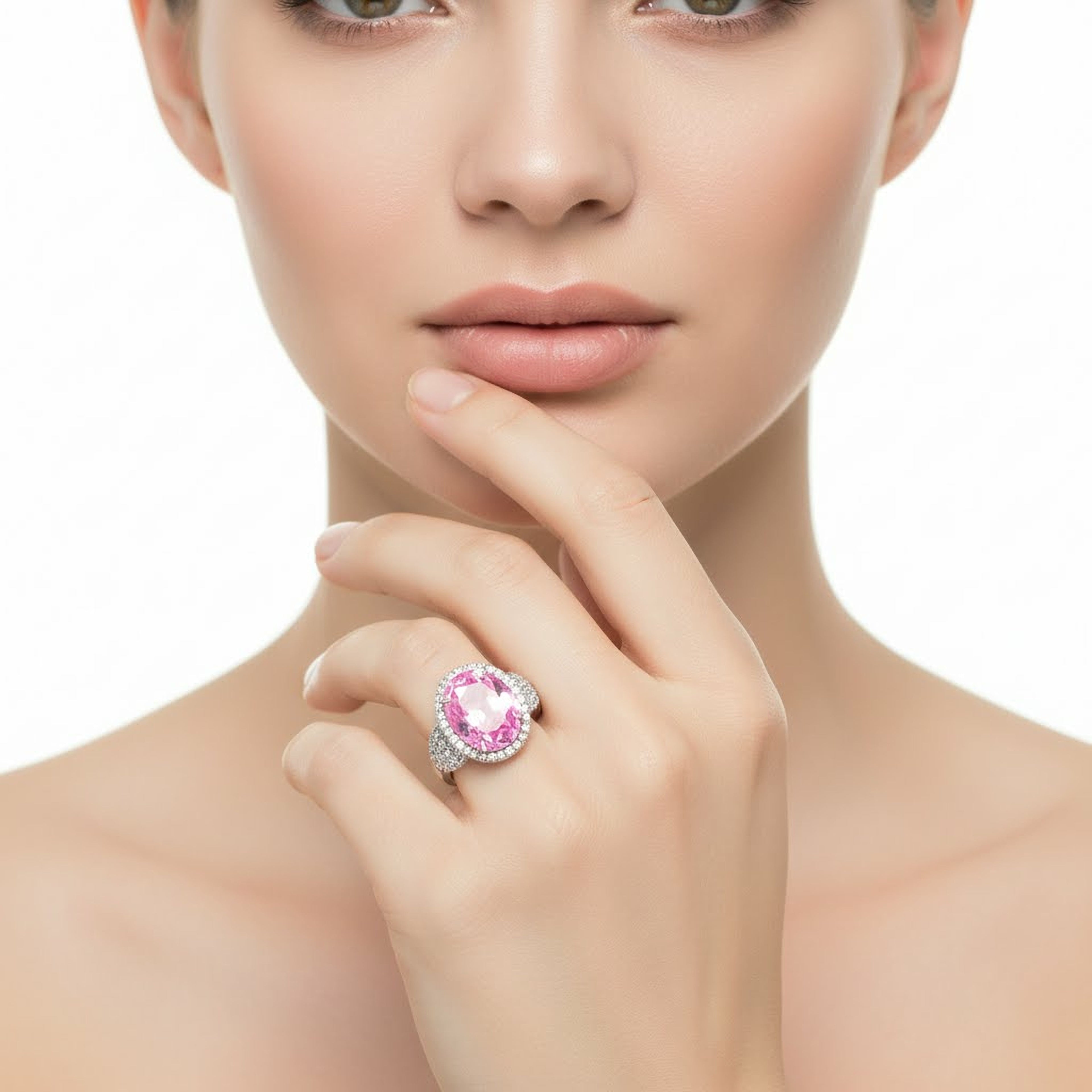 10.33ct Pink Oval Halo Ring