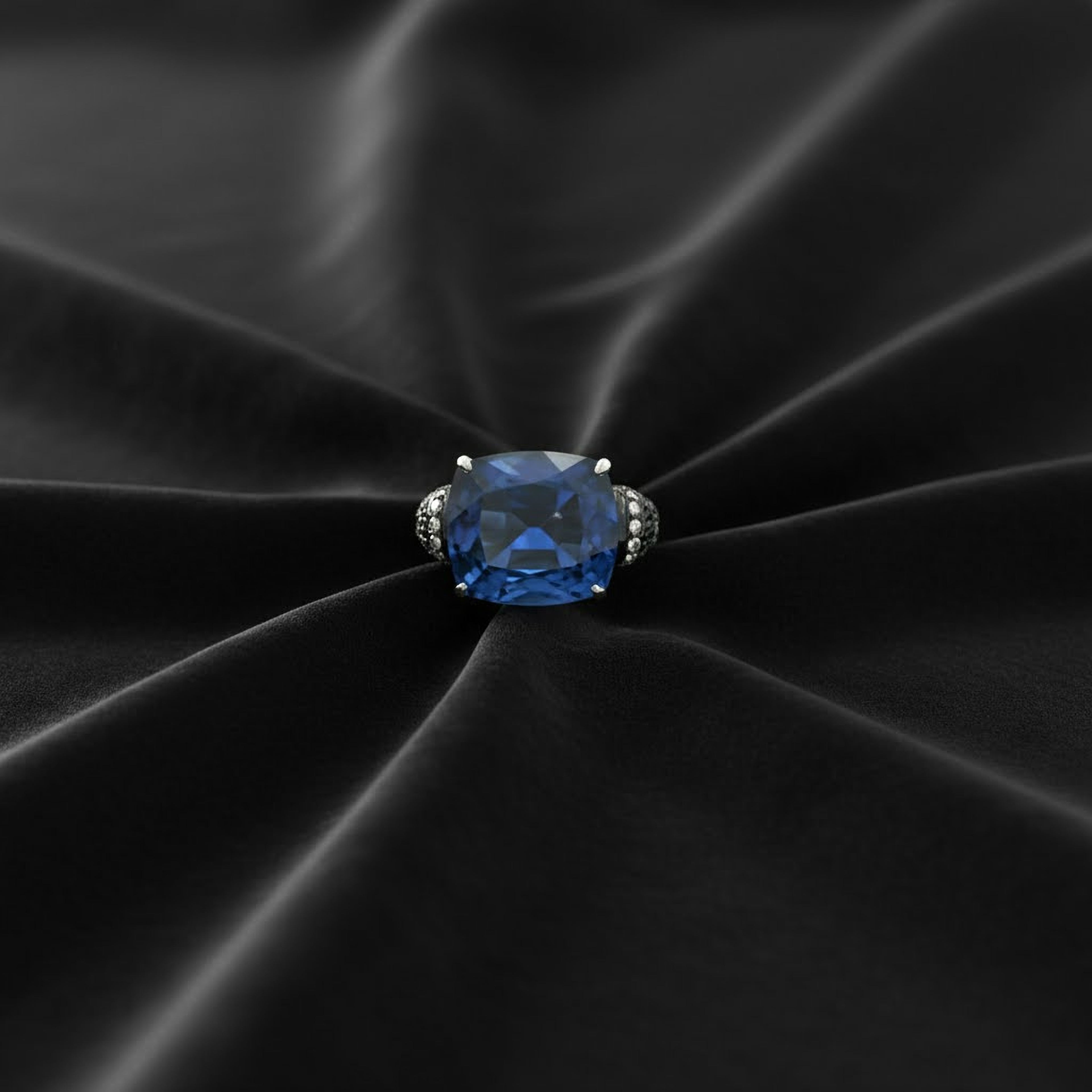 Royal Cushion Sapphire Cocktail Ring